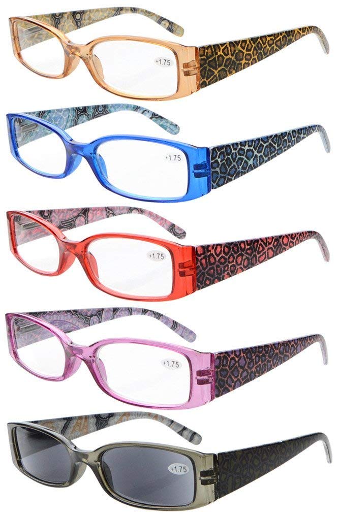 Eyekepper 5 Pairs Women's Reading Glasses with Case - Fashionable Readers & Sunglasses Combo for Reading, Computer Use, and Outdoor Activities