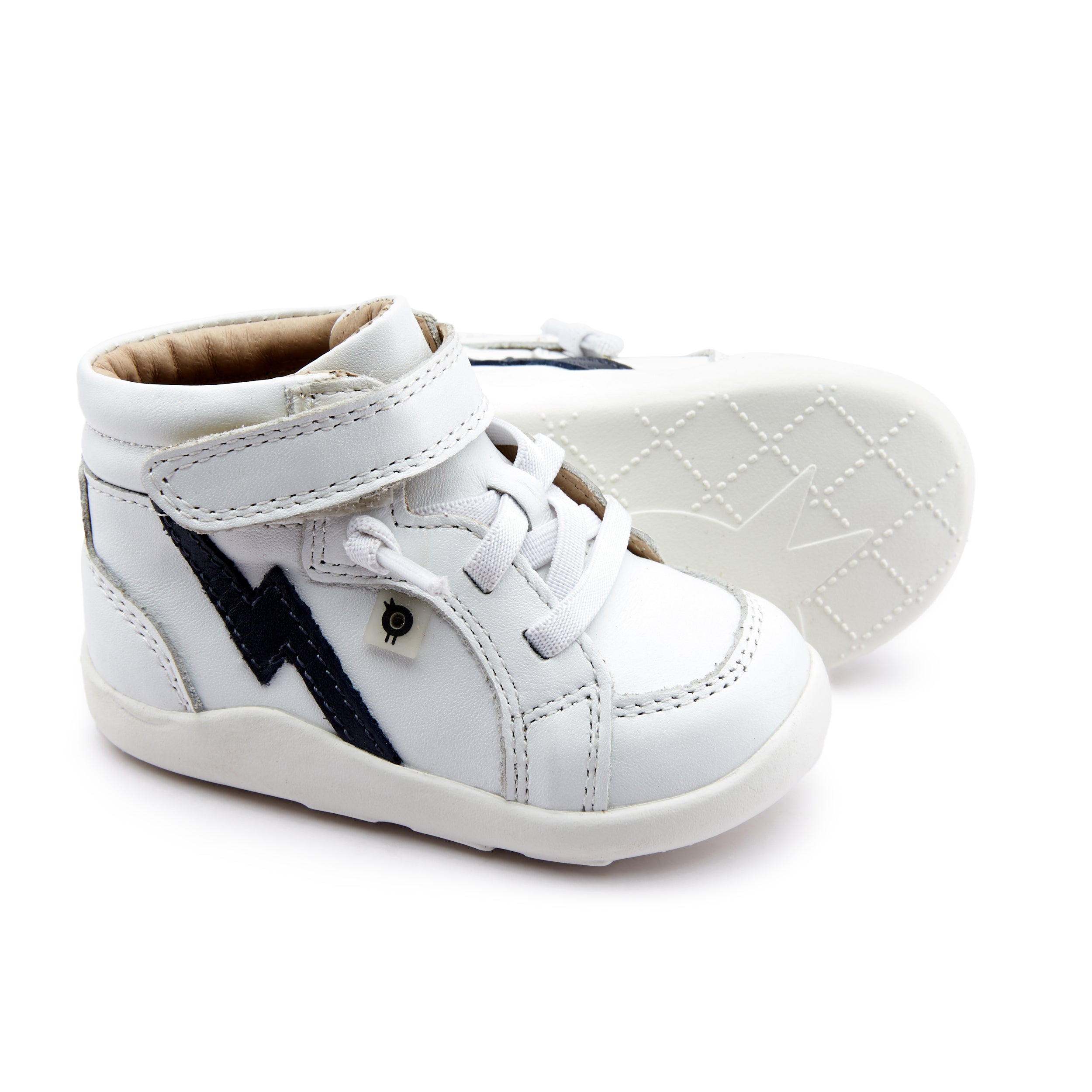 Old Soles Kids' Light-Up Sneakers 8018 - Boys & Girls LED Light Up Shoes for School, Play & Running - Snow/Navy Color