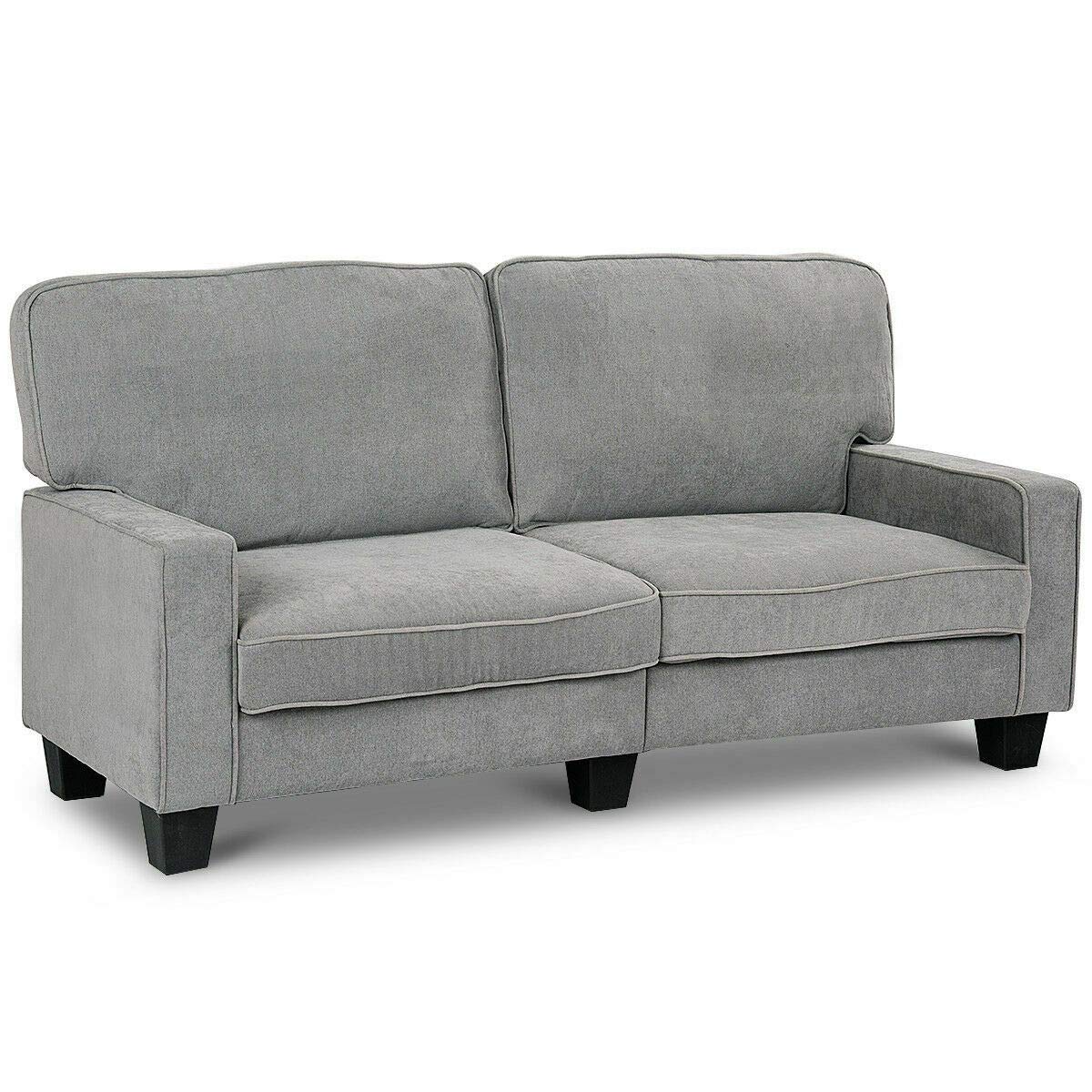 Luxury Gray Tufted Upholstered Sofa Loveseat with Square Armrests - Modern Home Furniture for Living Room, Lounge & Office Decor