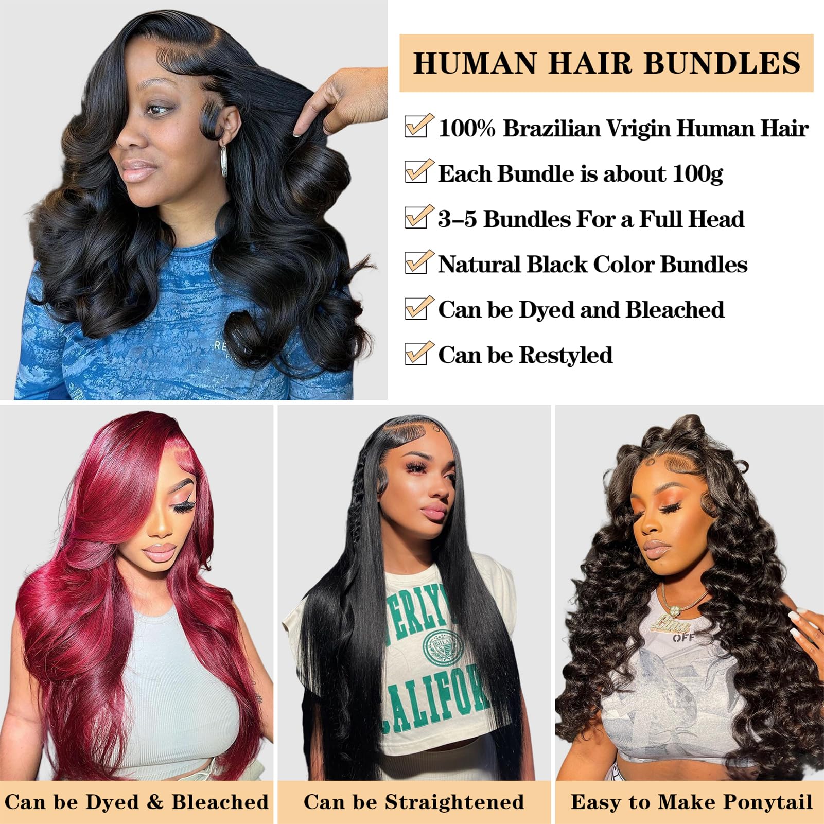 12A Brazilian Virgin Human Hair Bundles 20