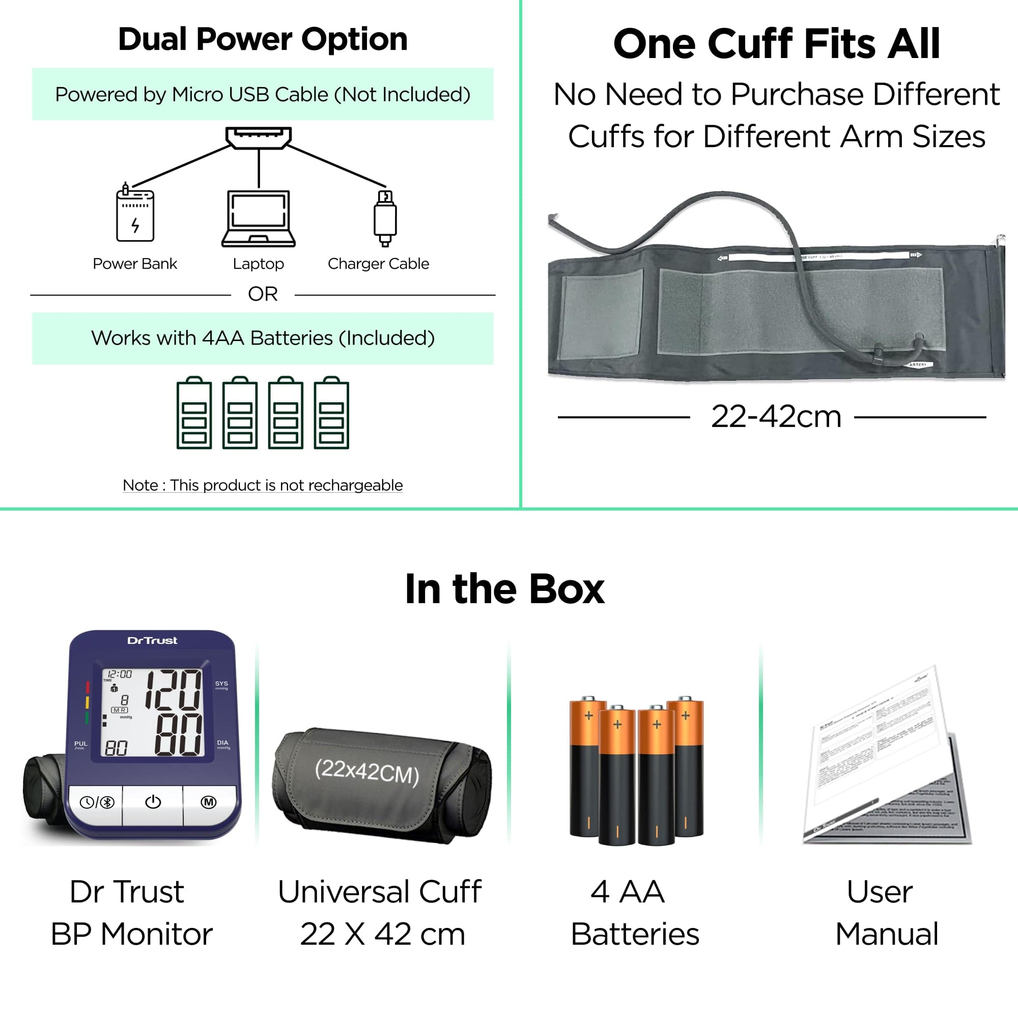 Dr Trust USA iCheck Connect Digital Blood Pressure Monitor - Accurate Wireless Bluetooth BP Machine for Home Use, Compatible with iOS & Android - Perfect for Health Tracking & Remote Patient Monitoring