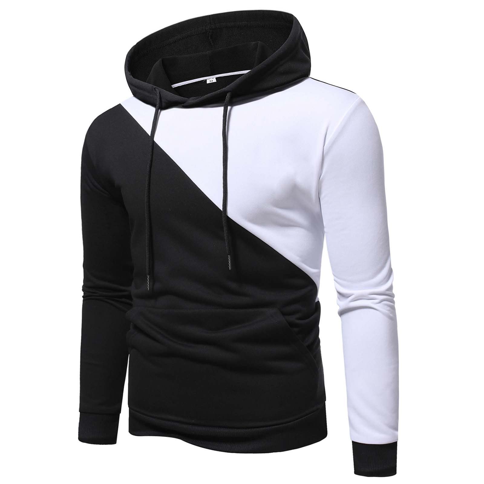 Men's Thick Warm Hooded Sweater - Long Sleeve Winter Coat with Top Stitching & Color Block Design | Perfect for Casual Wear, Outdoor Activities & Cold Weather