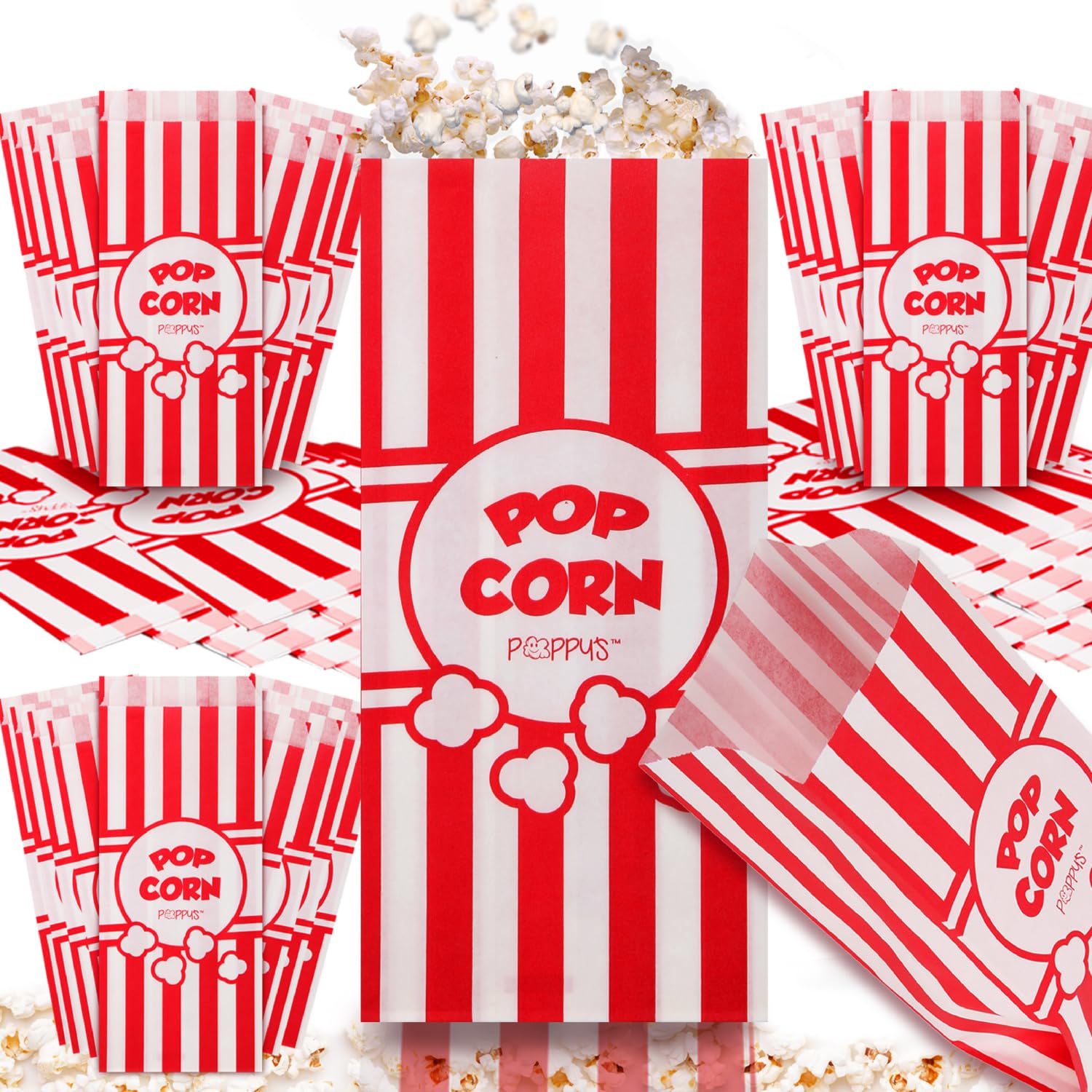 Poppy's Paper Popcorn Bags - 1000 Pack 1oz Commercial-Grade Popcorn Containers | Bulk Popcorn Machine Accessories for Movie Theaters, Carnival Snack Stands & Home Theater Nights | Perfect for Concession Stands, Birthday Parties & Family Movie Nights