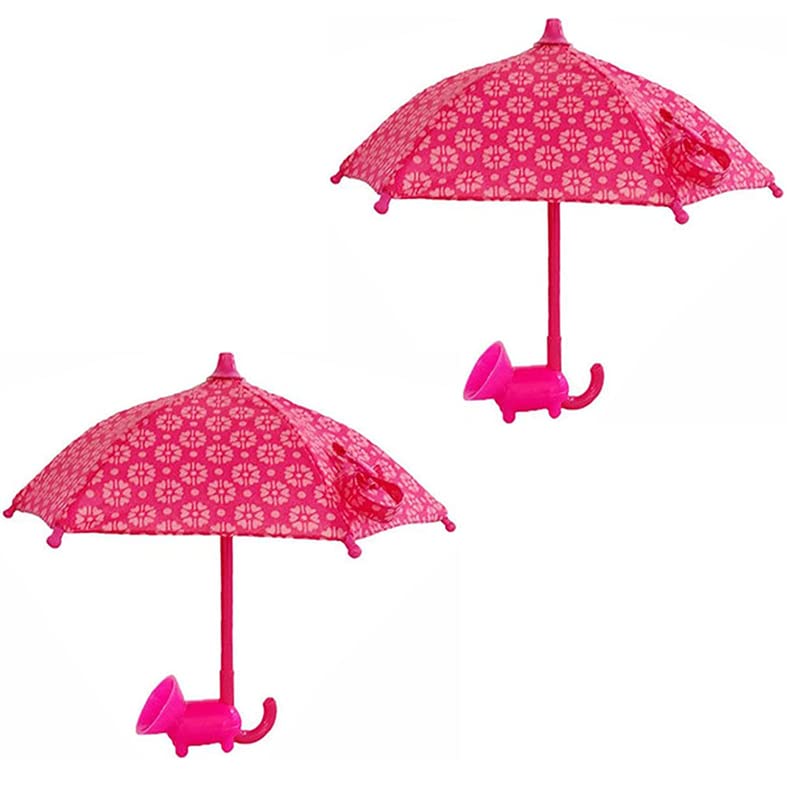2 Pack Funny Phone Umbrella Sun Shade - Silicone Snap Finger Phone Stand with Suction Cup, Red Flower Design - Perfect for Outdoor Use, Beach, Pool, and Summer Activities