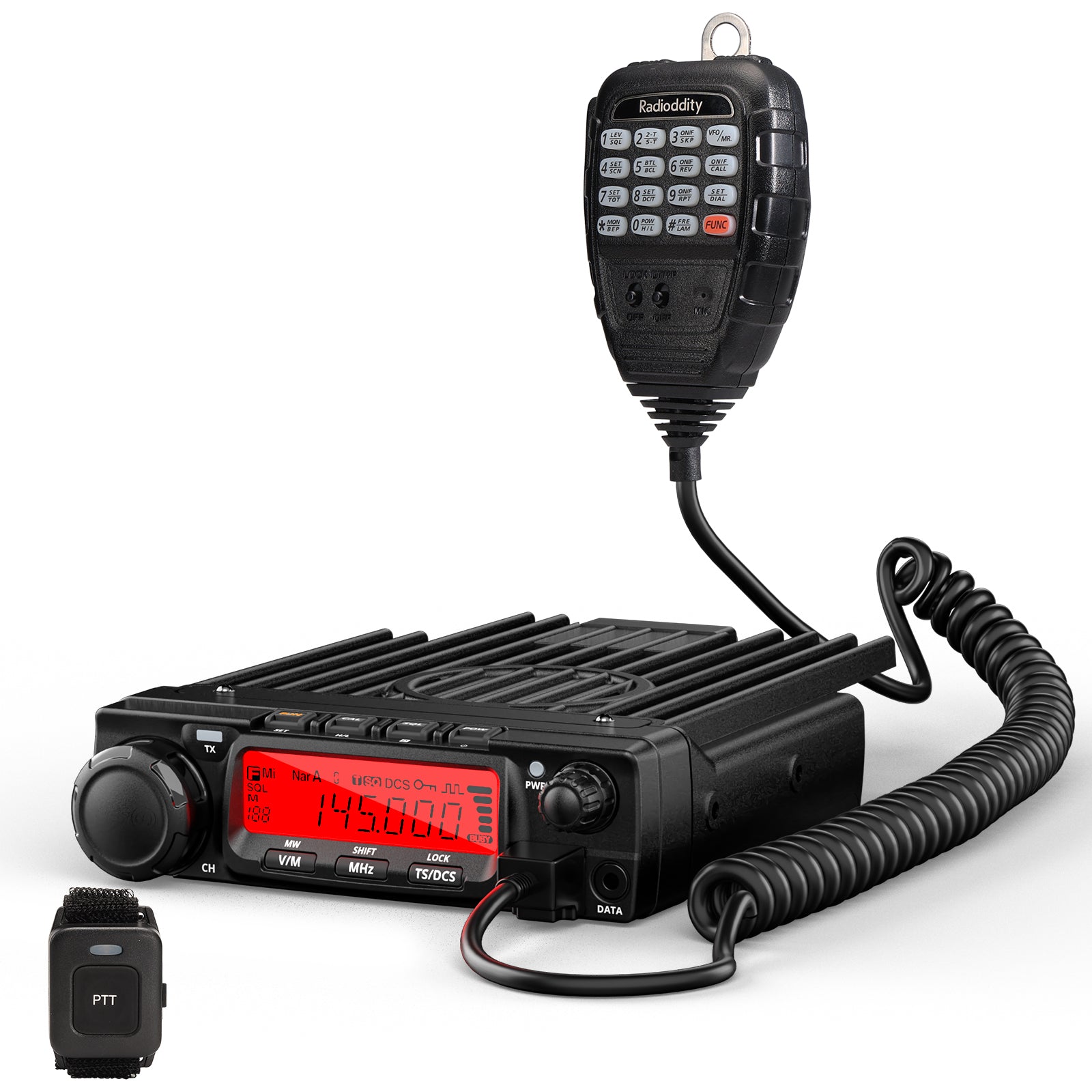 Radioddity VB70 B Mobile Radio - 70W VHF/UHF Two Way Radio with Bluetooth PTT & Noise Reduction | Air Band Compatible | Ideal for Trucking, Emergency Communication & Aviation Use