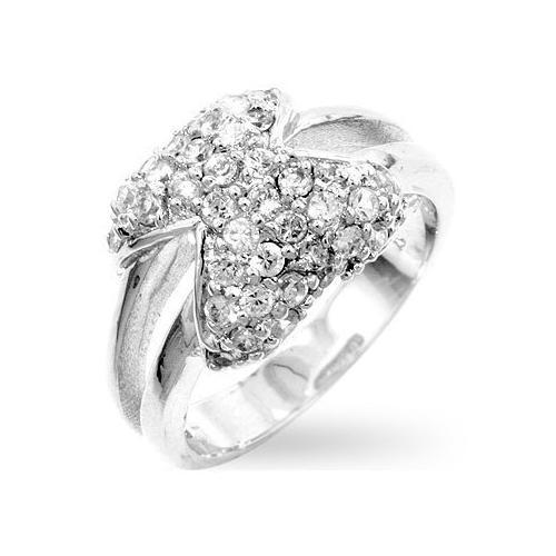 Elegant Pave Bowtie Fashion Ring for Women - Sterling Silver or Gold Plated Wedding, Engagement, Anniversary Gift - Perfect for Parties, Date Nights & Special Occasions