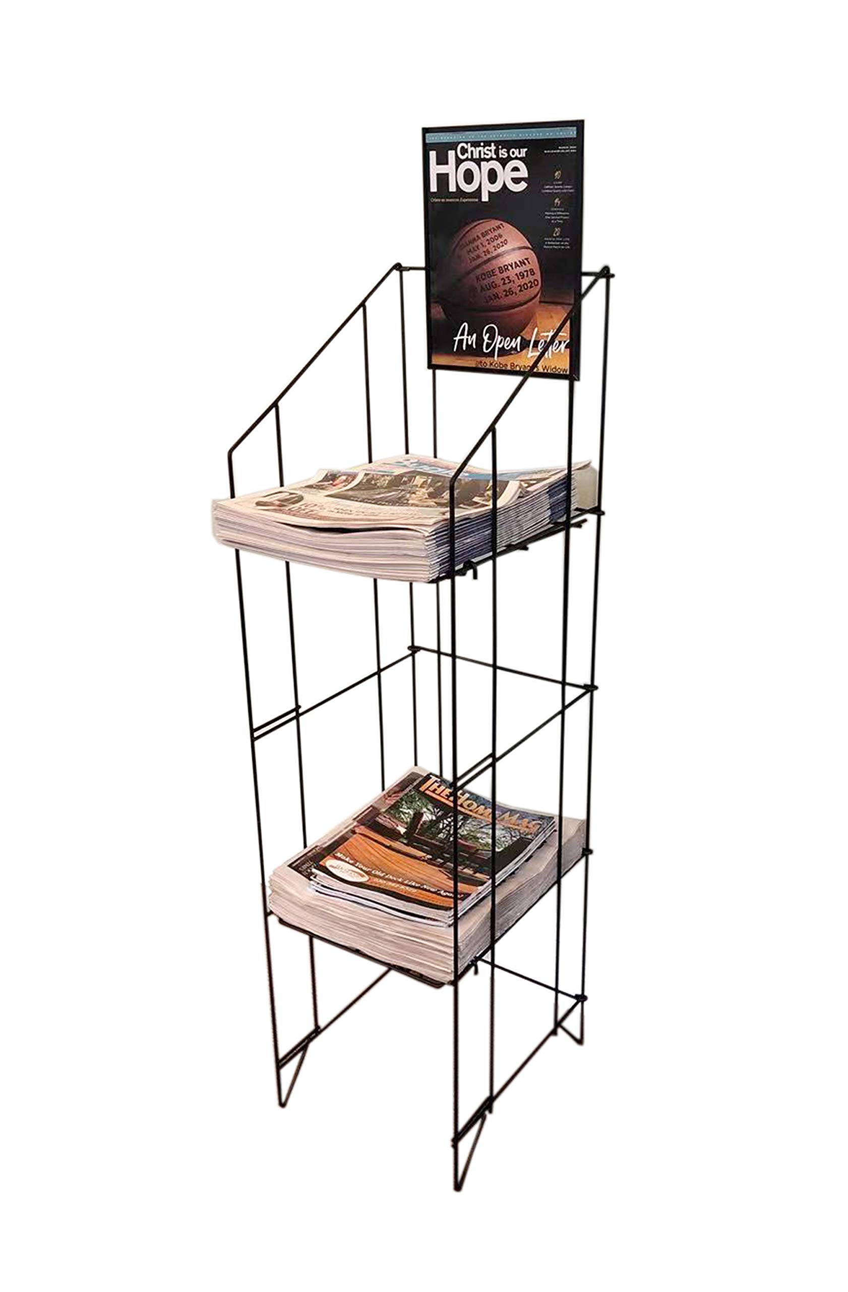 FixtureDisplays® Wire Newspaper Rack - Metal Magazine Stand Organizer for Home & Office - 1112-912 - Perfect for Living Room, Entryway, or Waiting Area Storage