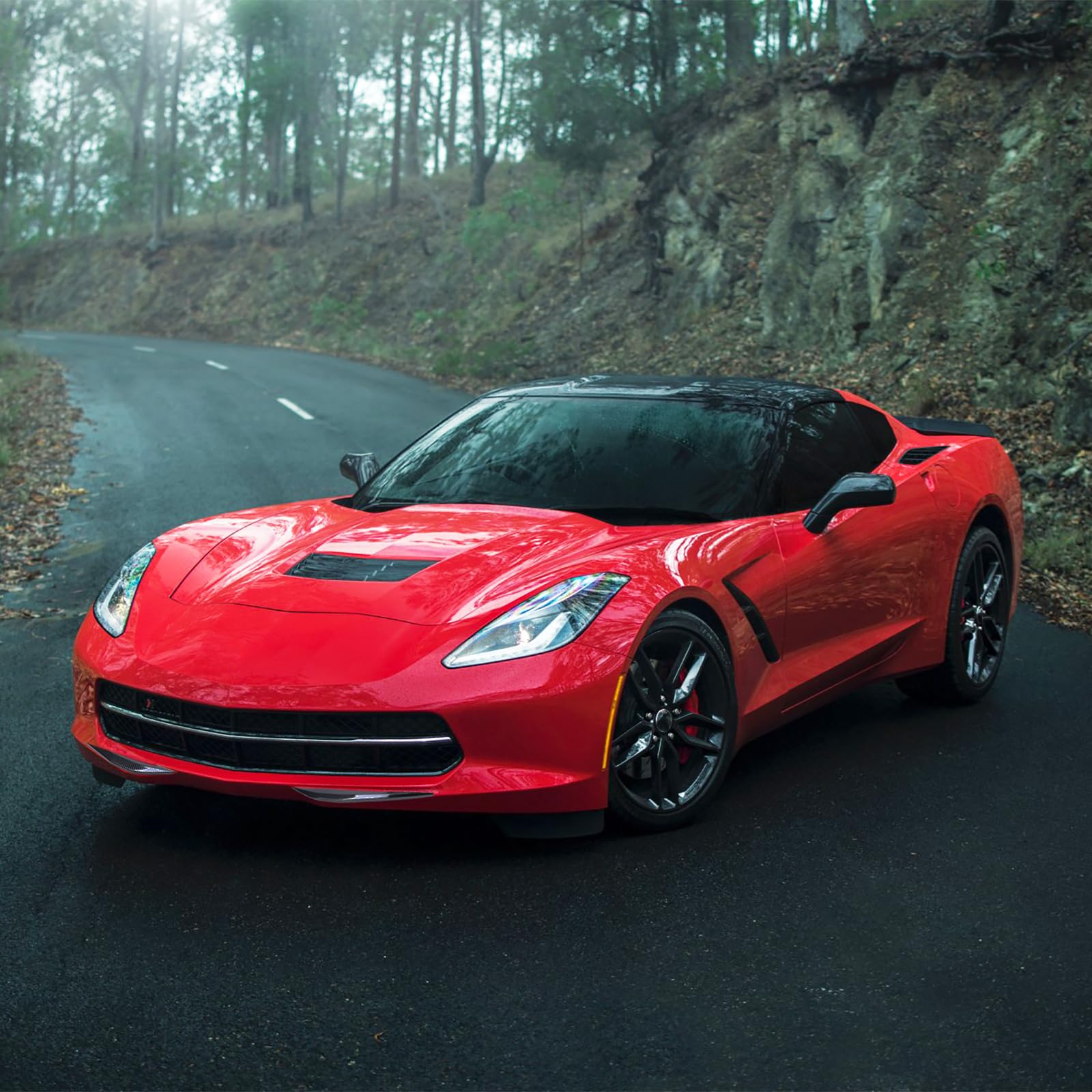Carbon Fiber Front Bumper Trim Cover for Chevy Corvette C7 (2014-2019) | Bottom Corner Protector | Enhances Style & Protection | Perfect for Car Shows & Daily Driving