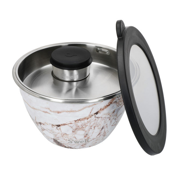 Premium Calacatta Gold Marble Salad Bowl Set - 1.9L Capacity - Elegant Serving Bowl for Salads, Fruits & Appetizers - Perfect for Dinner Parties, Picnics & Home Entertaining