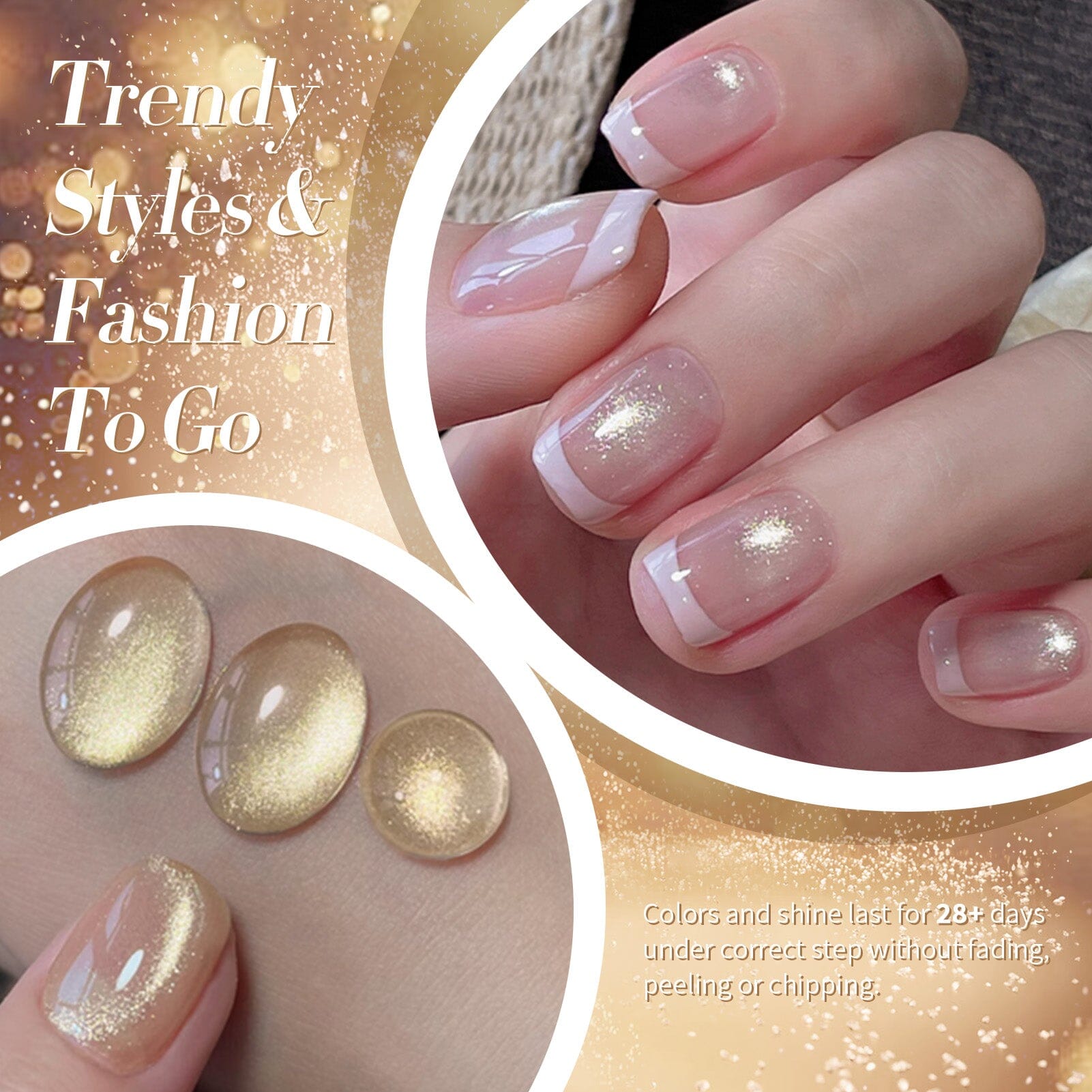 Gold Cat Magnetic Gel Polish MY277 Champagne 15ml - Professional Nail Art Gel for Salon & Home Manicure - Perfect for Special Occasions & Everyday Wear