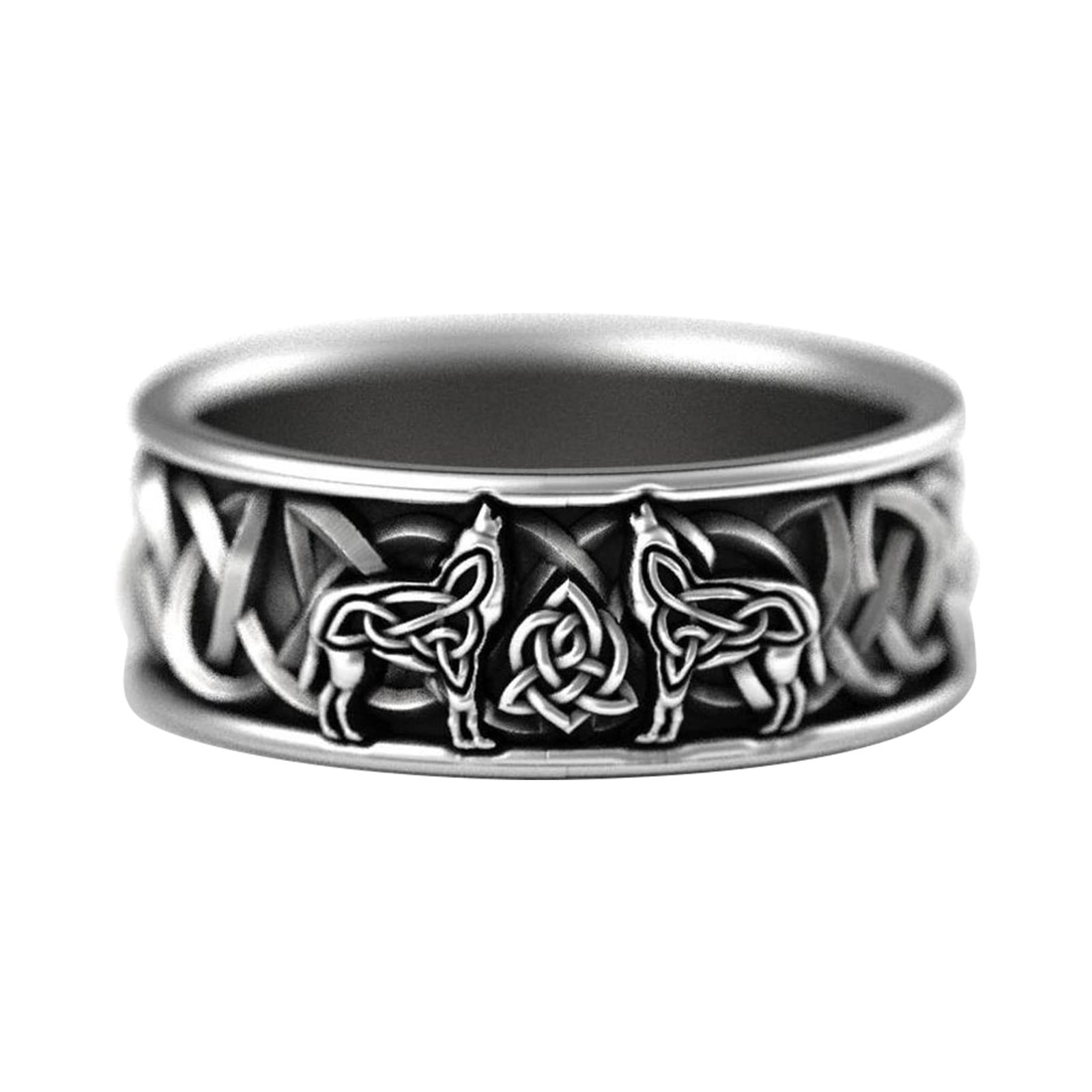 Vintage Wolf Style Stackable Rings for Women - Personalized Punk Jewelry Gift in Silver Size 8 - Perfect for Gothic Fashion, Rock Concerts & Alternative Style Accessories