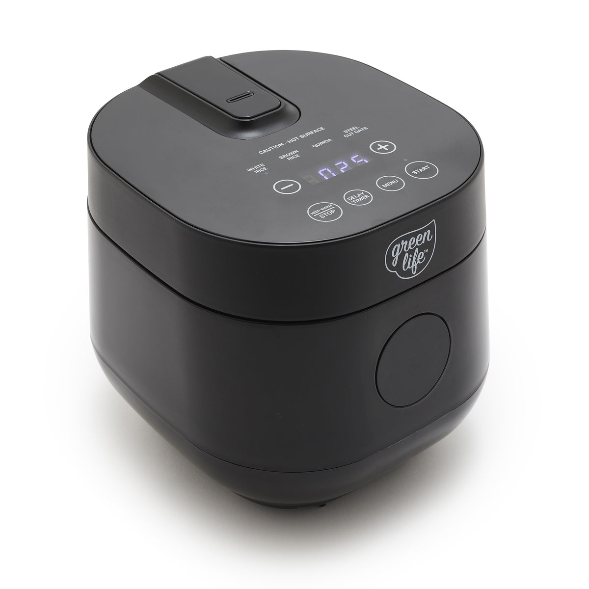 GreenLife 4-Cup Rice and Grains Cooker - Perfect for White Rice, Brown Rice, Quinoa & More | Compact Black Electric Rice Cooker for Small Kitchens, Dorms & RVs | Non-Stick Pot & Steamer Basket Included