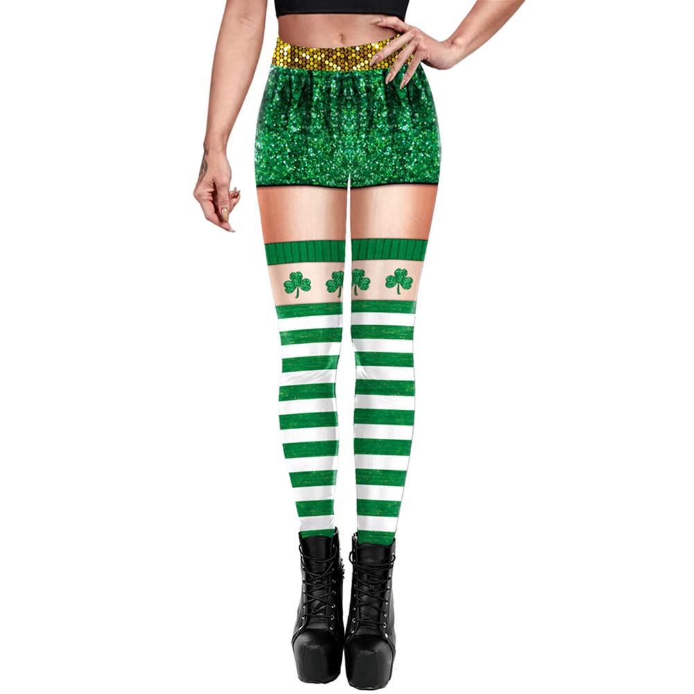 FYMNSI Women's Christmas Leggings - Festive Xmas Printed High Waist Yoga Pants, Stretchy Workout Running Tights for Holiday Parties, Gift Exchange & Winter Activities