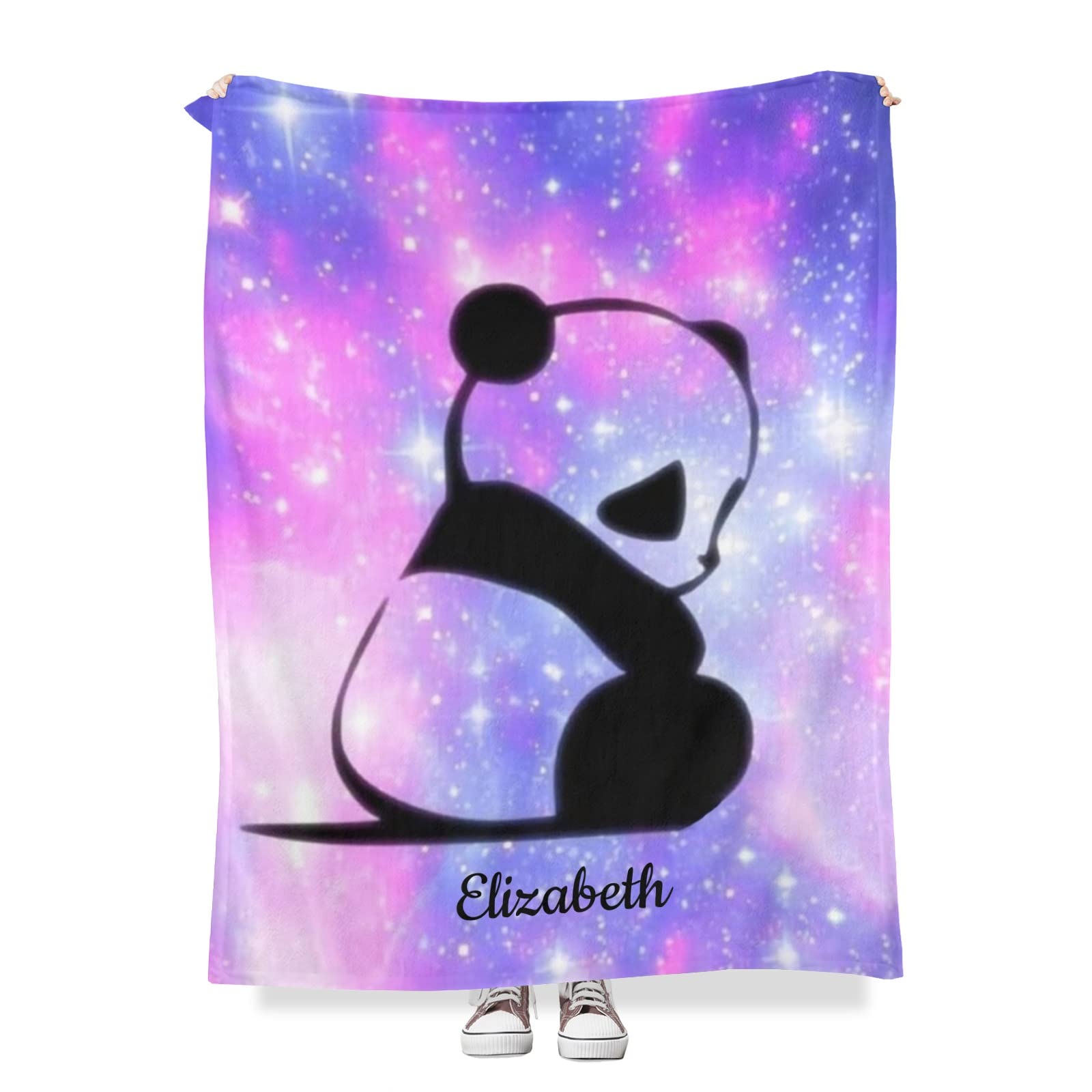 Personalized Galaxy Panda Baby Blanket - Custom Name Soft Fleece Swaddling Blanket 30