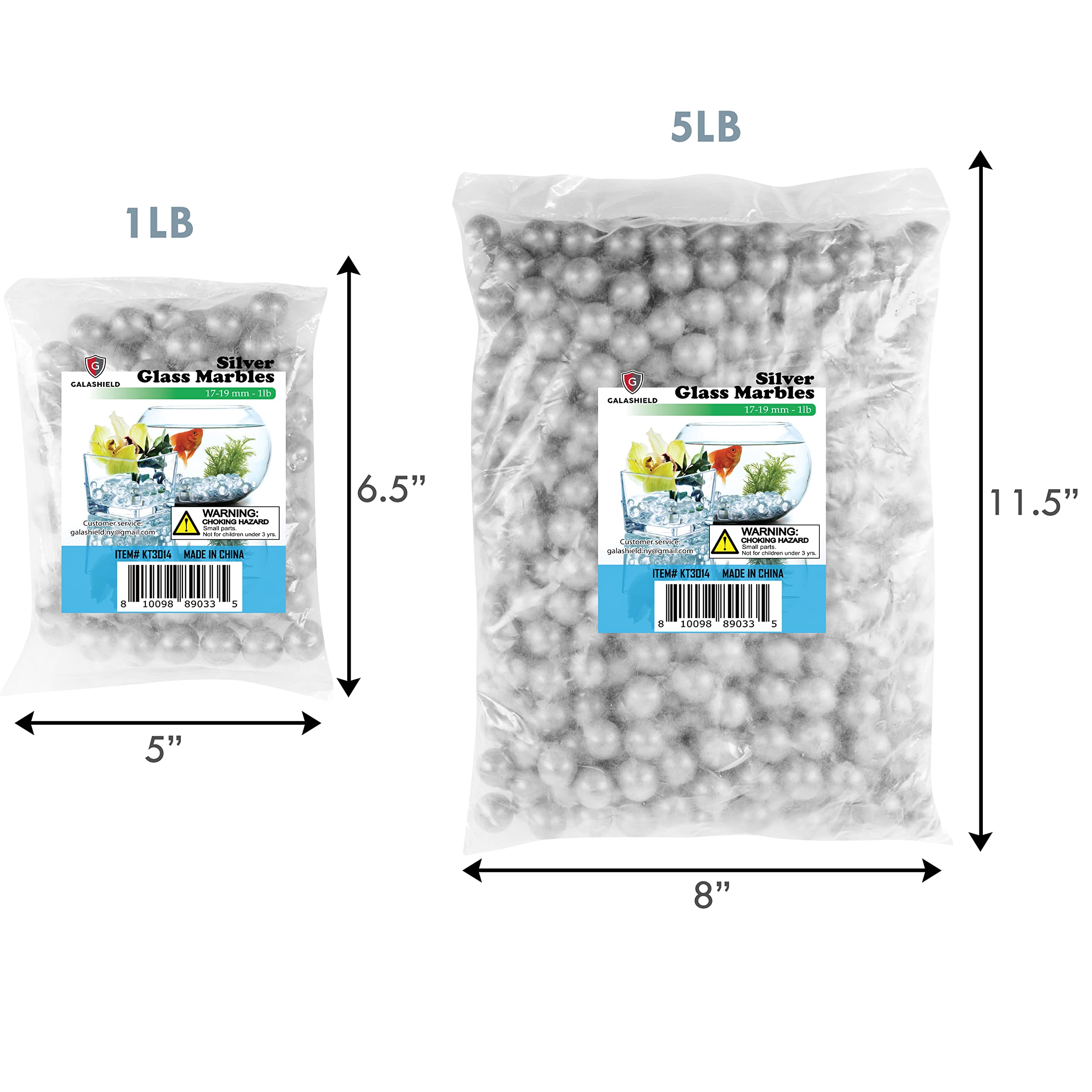 Galashield Silver Glass Marbles for Vases - 1lb Bulk Vase Fillers (80pcs) | Decorative Round Glass Beads for Home Decor, Wedding Centerpieces & Floral Arrangements