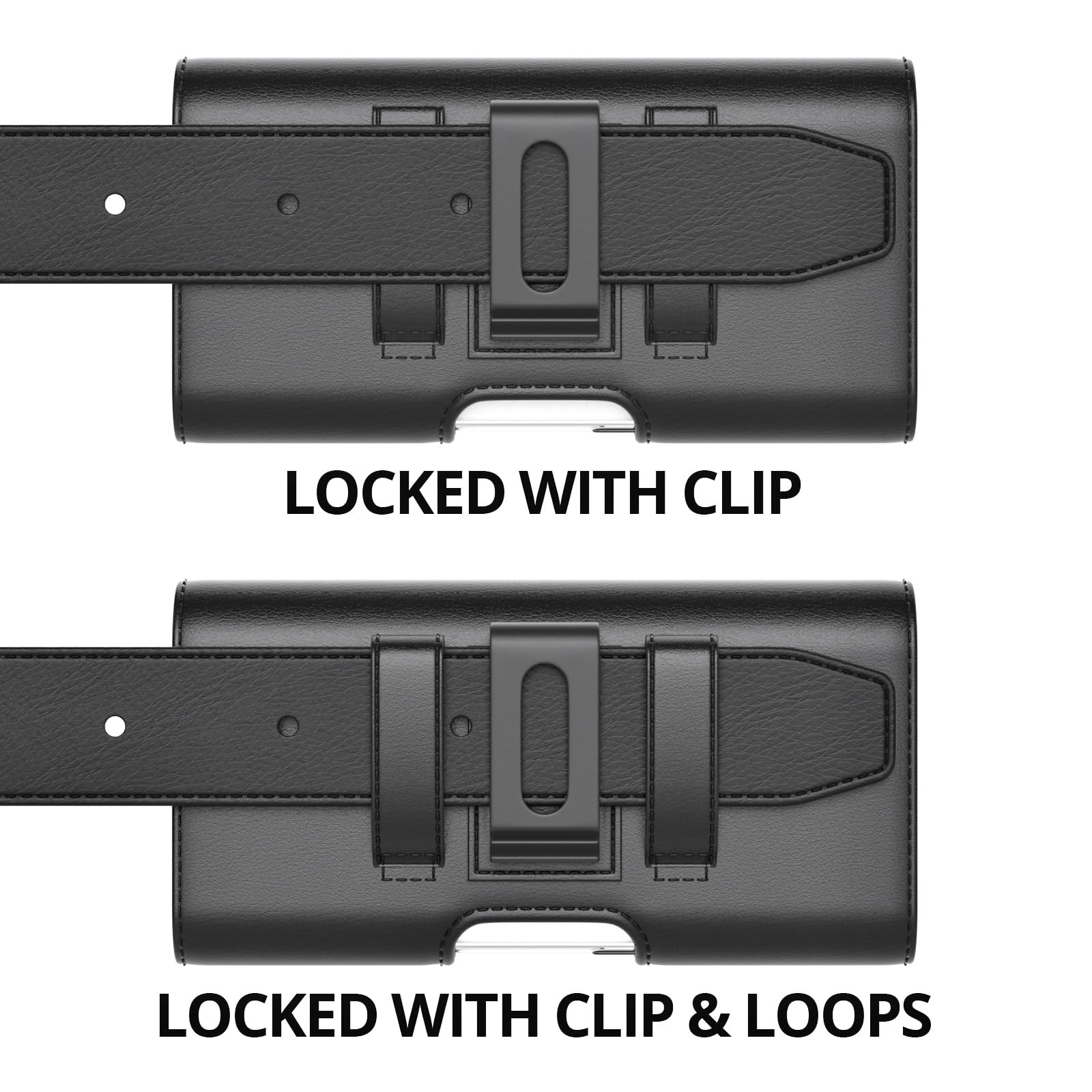 Premium Leather Belt Holster for Samsung Galaxy S25/S24/S23/S22/S21/S20/S10/S9 - Magnetic Closure Pouch with Belt Clip & Card Holder (Fits Slim/Regular Cases) - Perfect for Work, Travel & Outdoor Activities