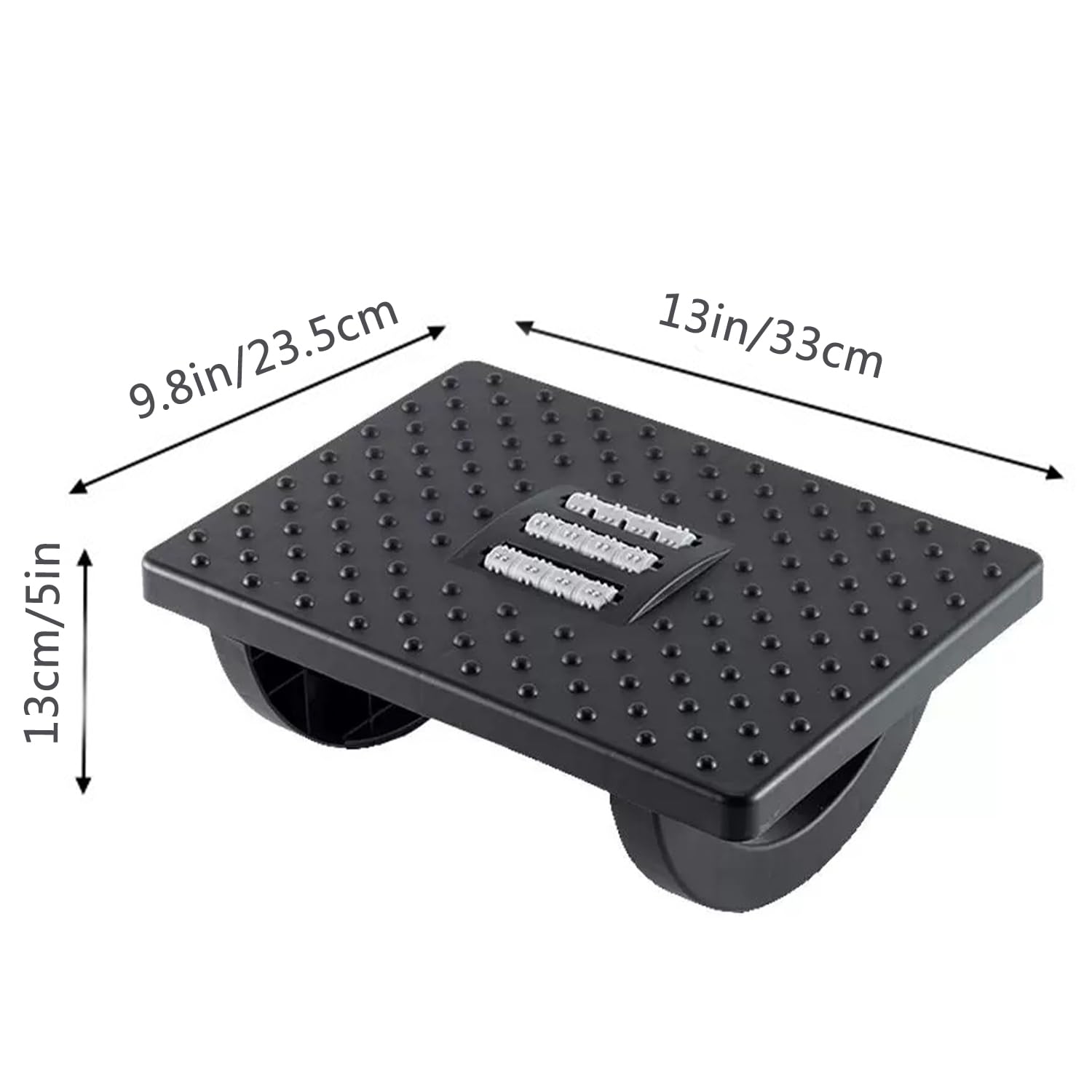 Ergonomic Under Desk Footrest with Massage Rollers - Adjustable Office Foot Stool for Pain Relief & Improved Posture - Detachable Black Design for Home & Office Workspaces - Perfect for Long Hours of Sitting at Computer Desks