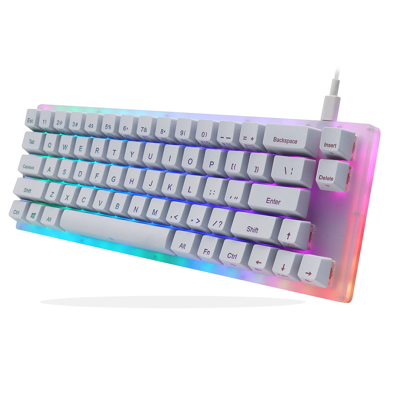 Womier K66 60% Compact Mechanical Gaming Keyboard - Hot Swappable Wired RGB Backlit Keyboard with Gateron Blue Switches, Acrylic Case for PC, PS4, Xbox - Perfect for Esports, Typing & Office Work