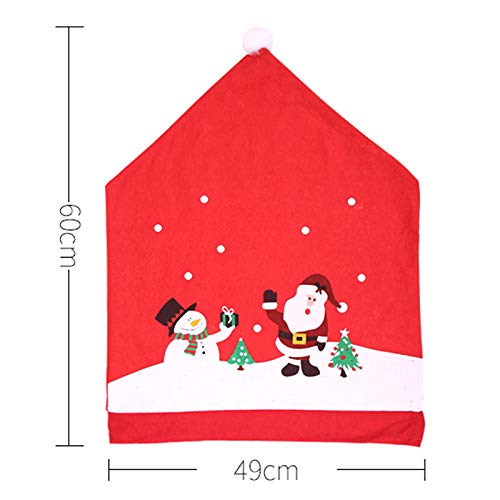 4-Piece Santa Claus Hat Chair Covers - Non-Woven Christmas Chair Decor with Snowman Design for Dining Room & Kitchen - Holiday Party Decorations & Festive Gifts (Perfect for Christmas Celebrations, Family Gatherings & Winter Home Decor)