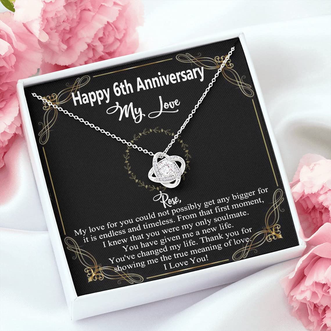 Custom 6th Wedding Anniversary Necklace for Wife - Personalized Gift for Her Birthday, Christmas & Anniversary - Elegant Married Couple Jewelry for Special Occasions