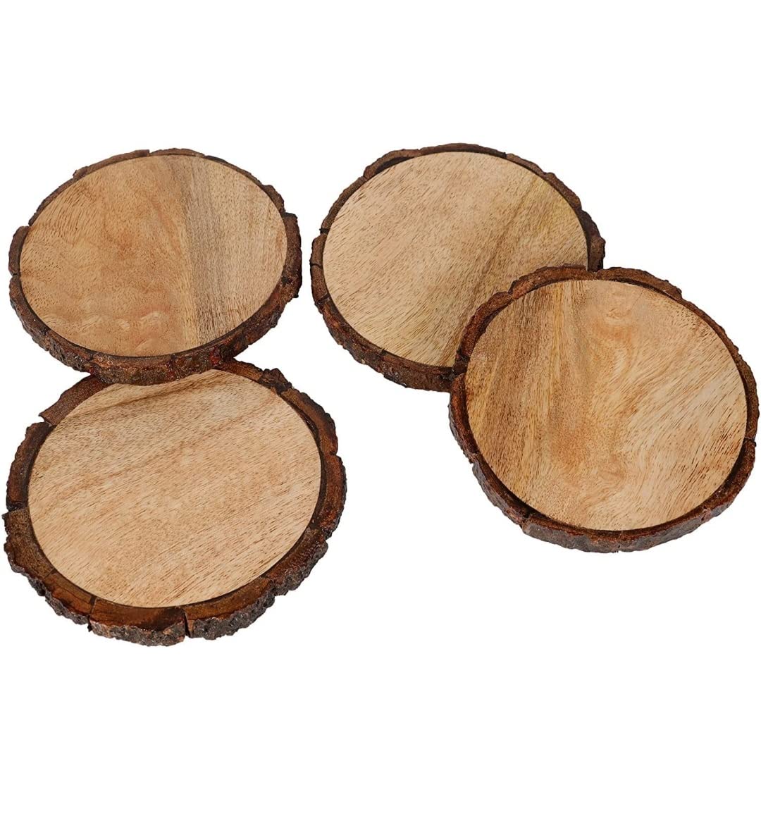 Handcrafted Natural Wood Drink Coasters Set of 4 - Premium Absorbent Protectors for Coffee Cups, Wine Glasses & Beverages - Perfect for Home Bars, Dining Tables & Office Desks