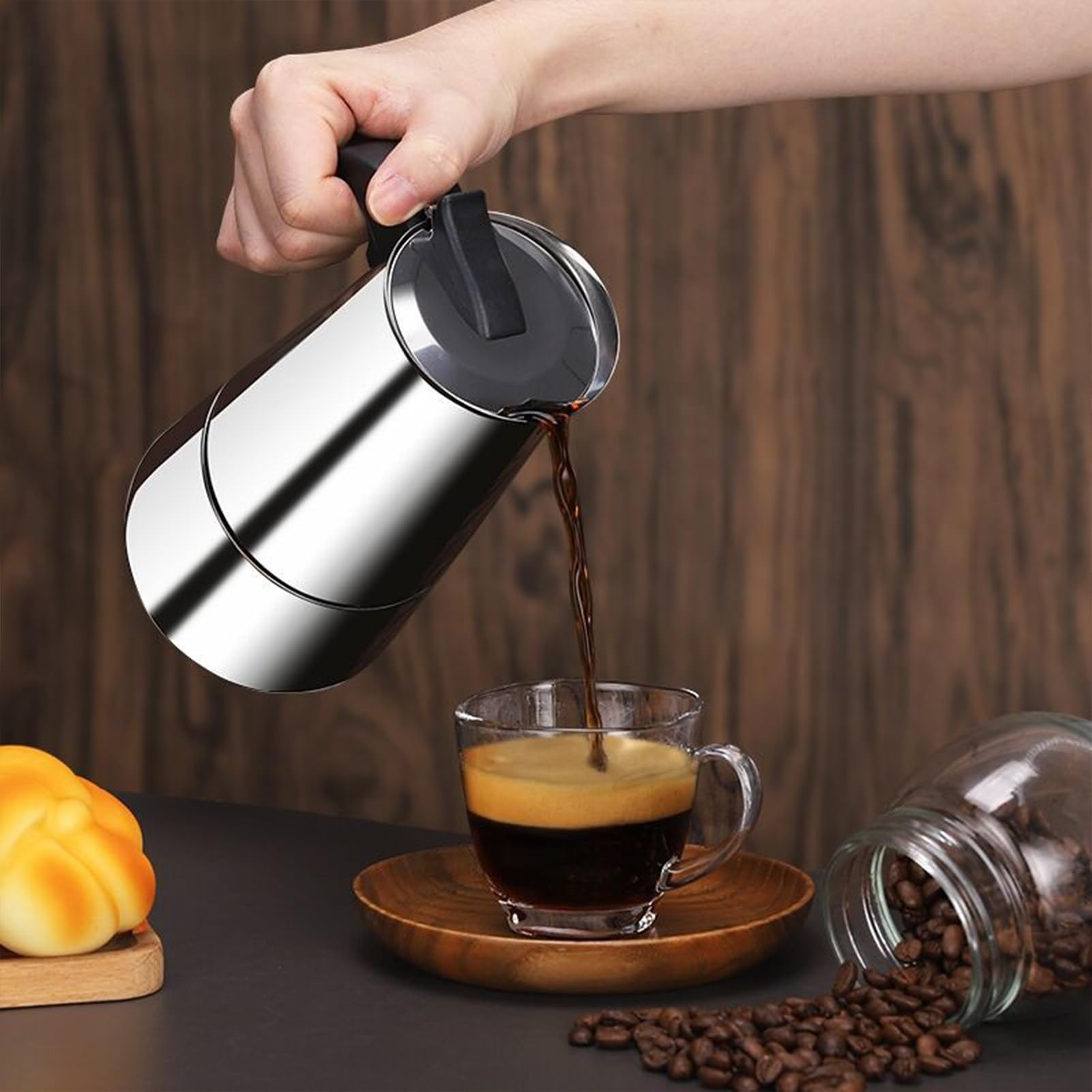 Stovetop Espresso Maker - 6 Cup (300ml) Stainless Steel Moka Pot | Classic Italian Coffee Maker for Home, Office & Camping | Perfect for Stovetop Brewing & Outdoor Adventures