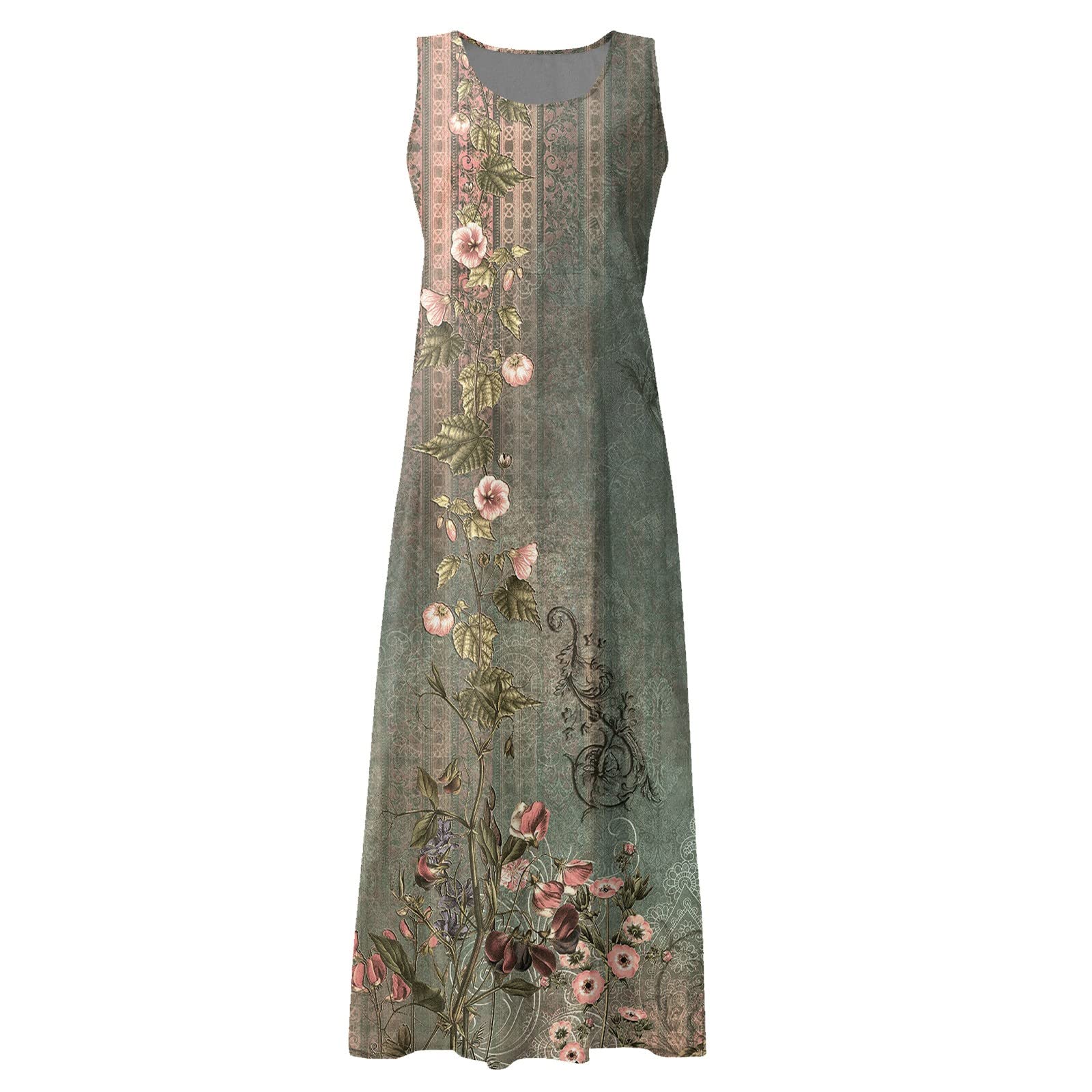 Plus Size Summer Dresses for Women - Sleeveless Flowy Maxi Sundress with Pockets | Casual Loose Fit Beach Dress for Curvy Ladies | Perfect for Vacations, Outdoor Parties & Summer Getaways
