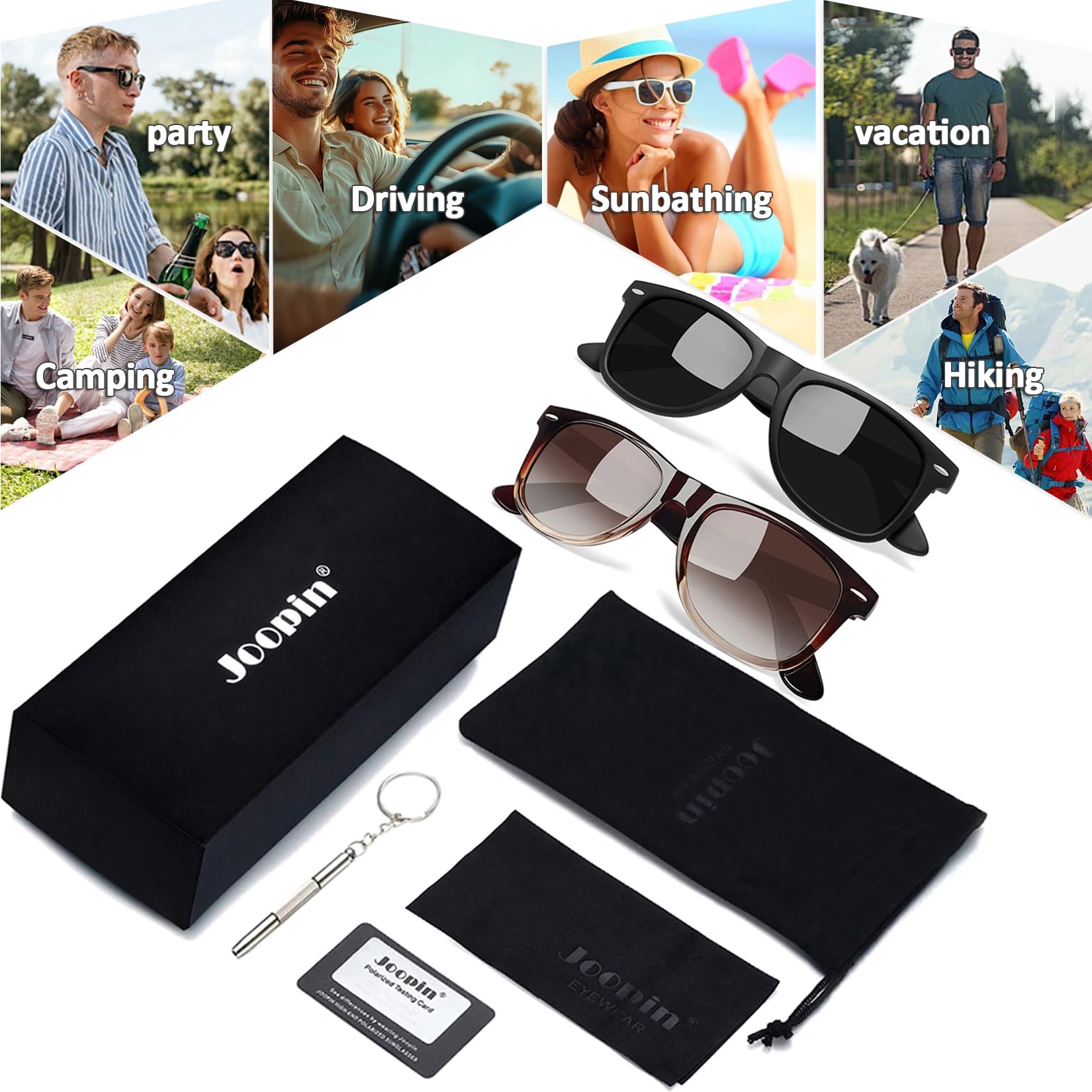 Joopin Square Polarized Sunglasses for Men & Women - 100% UV Protection, Trendy Designer Shades for Driving, Beach & Outdoor Activities