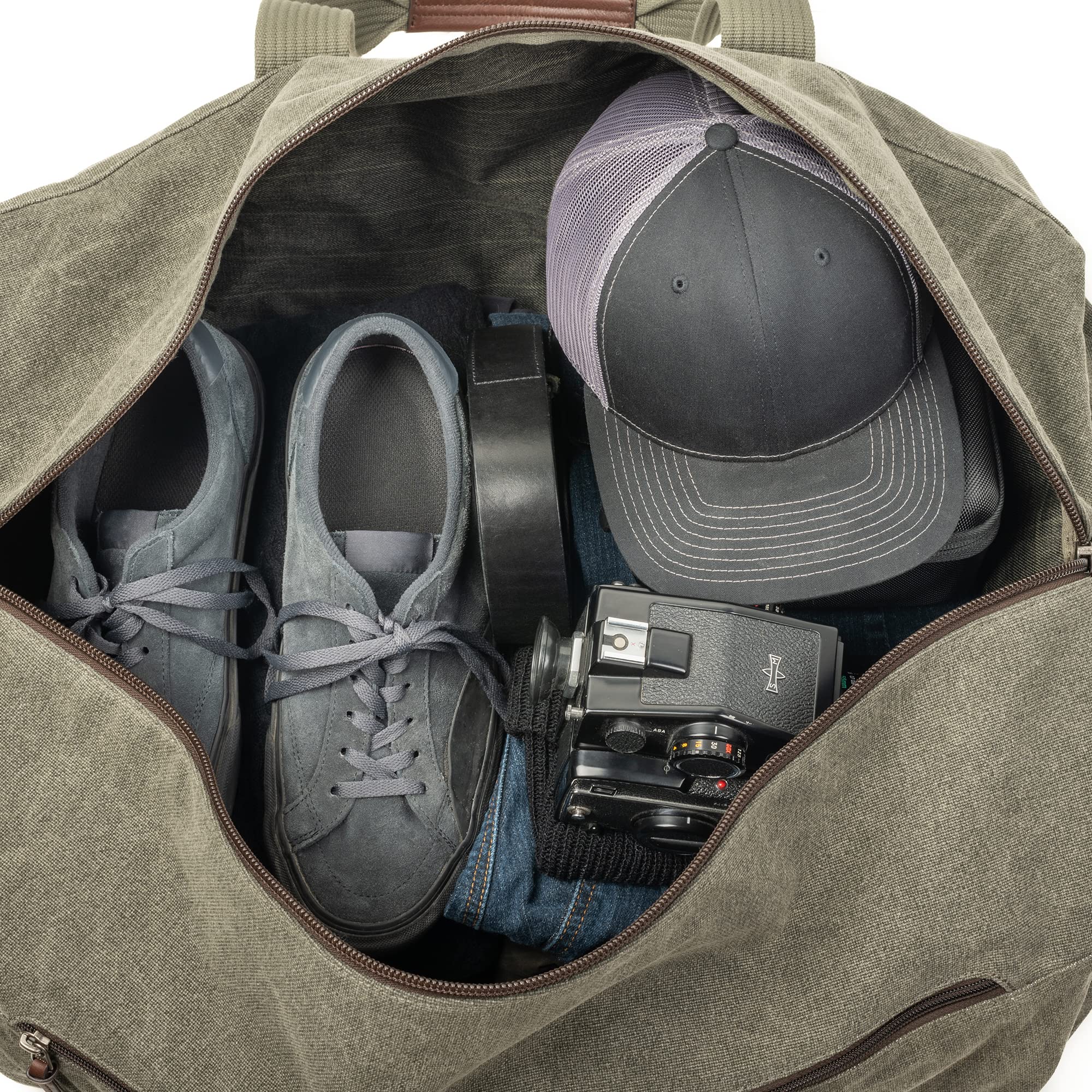 Vintage 75 Duffel Bag - Stone-Washed Cotton Canvas Travel Bag for Gym, Weekend Getaways & Outdoor Adventures