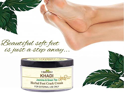 Ultra Healing Foot Crack Cream with Jasmine & Green Tea | Herbal Moisturizer for Cracked Heels & Elbows | Shea Butter Enriched for Men & Women | 100g | Perfect for Dry Skin Care & Nighttime Foot Treatment