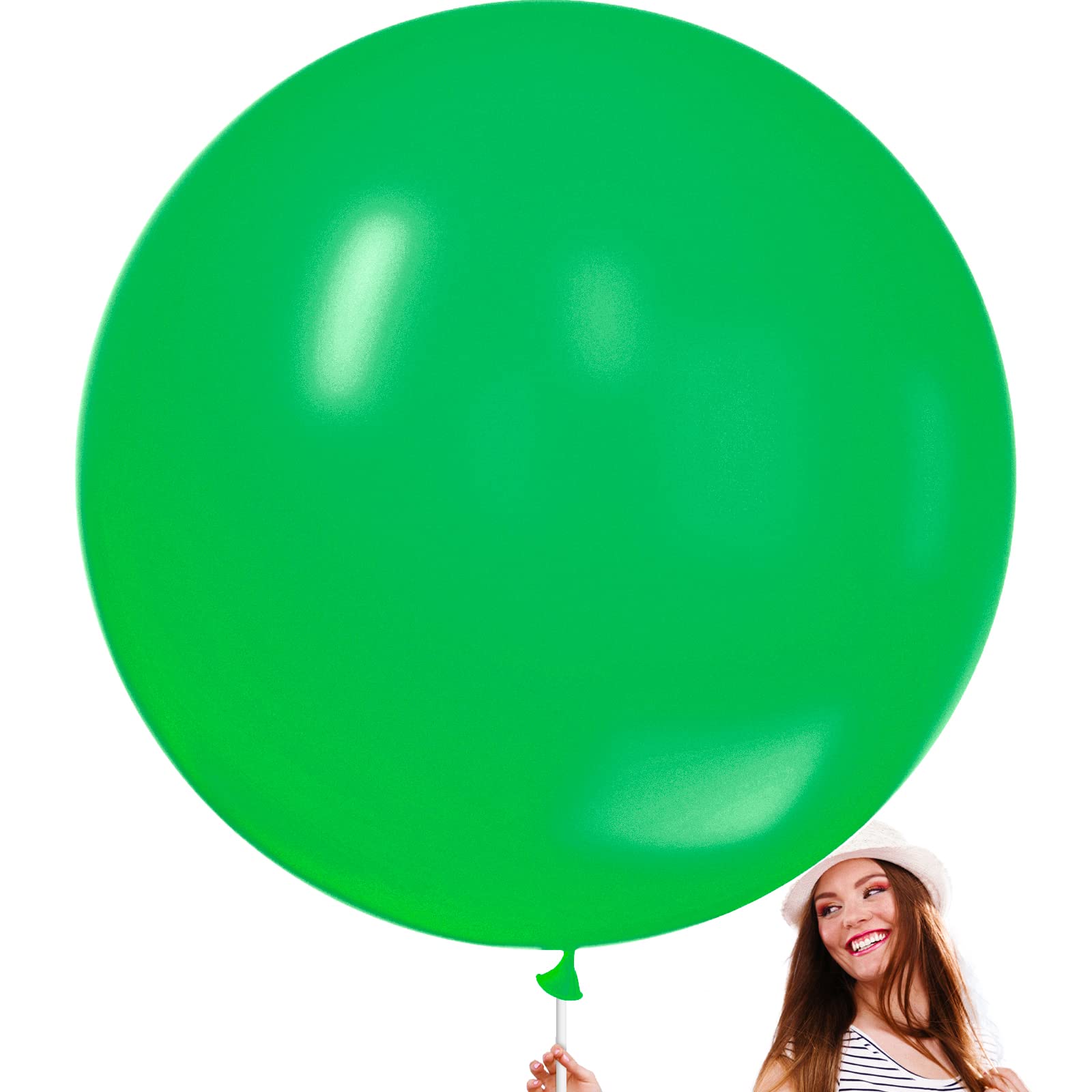 PartyWoo 36 Inch Large Green Balloons - 4 Pack Jumbo Clover & Malachite Green Giant Balloons for Birthday Party Decor, Baby Shower, Wedding, Graduation & Holiday Celebrations - Premium Latex Balloons for Indoor/Outdoor Events