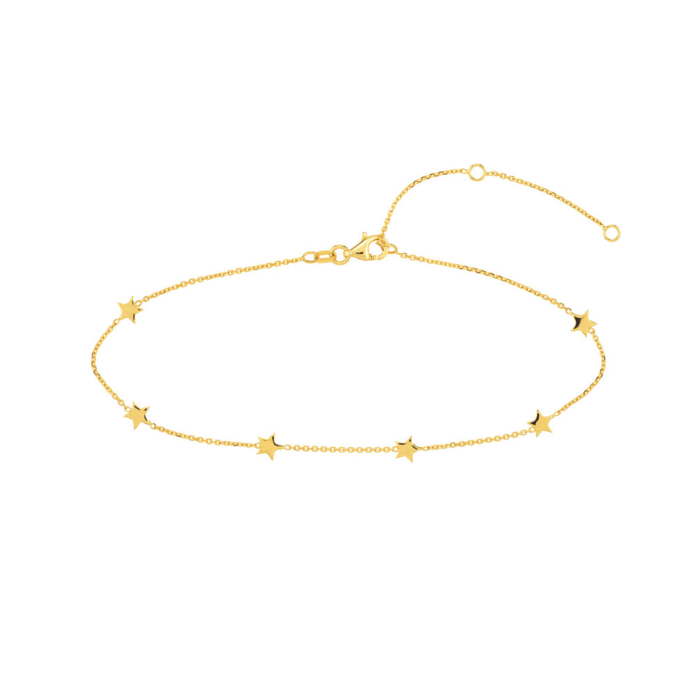 14K Gold Mini Star Adjustable Anklet - Dainty Ankle Bracelet for Women, Trendy Layering Jewelry for Everyday Wear & Special Occasions