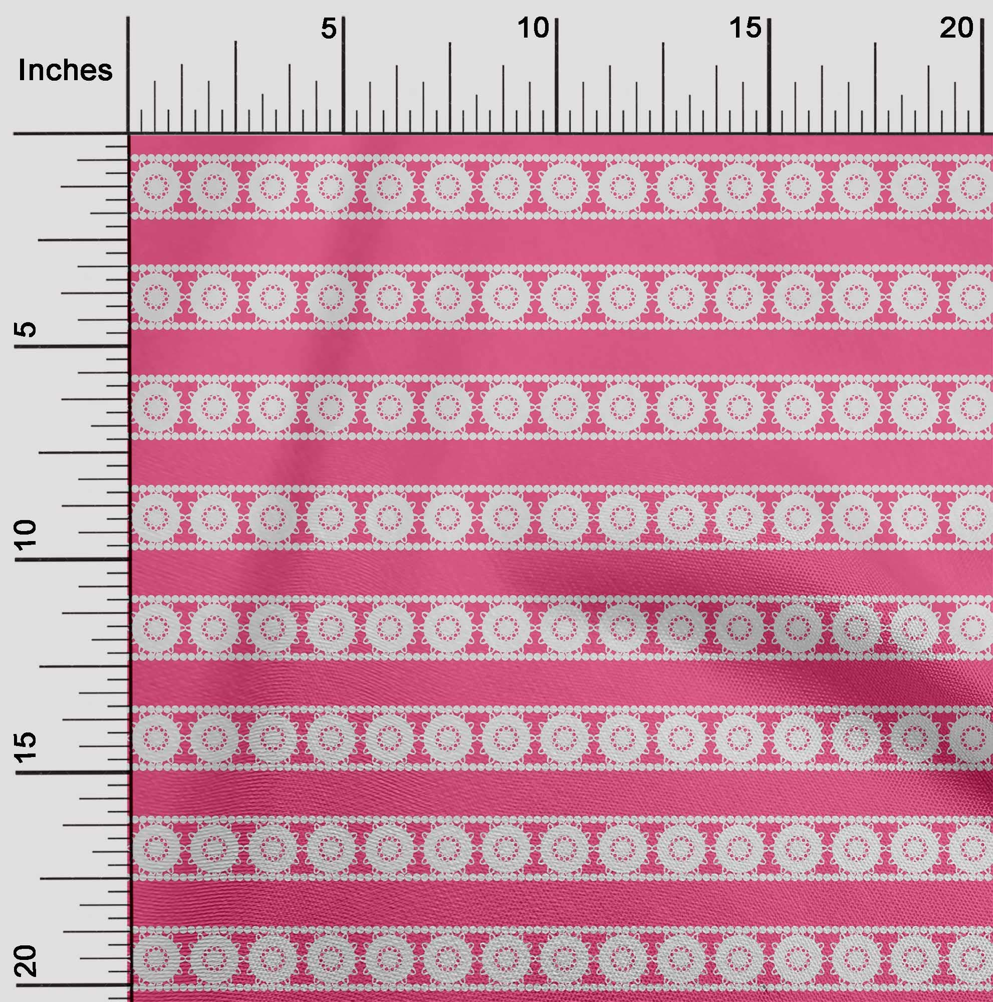 oneOone Cotton Poplin Dark Pink Ethnic Print Fabric by The Yard - 42 Inch Wide Border Dress Material for DIY Fashion & Home Decor