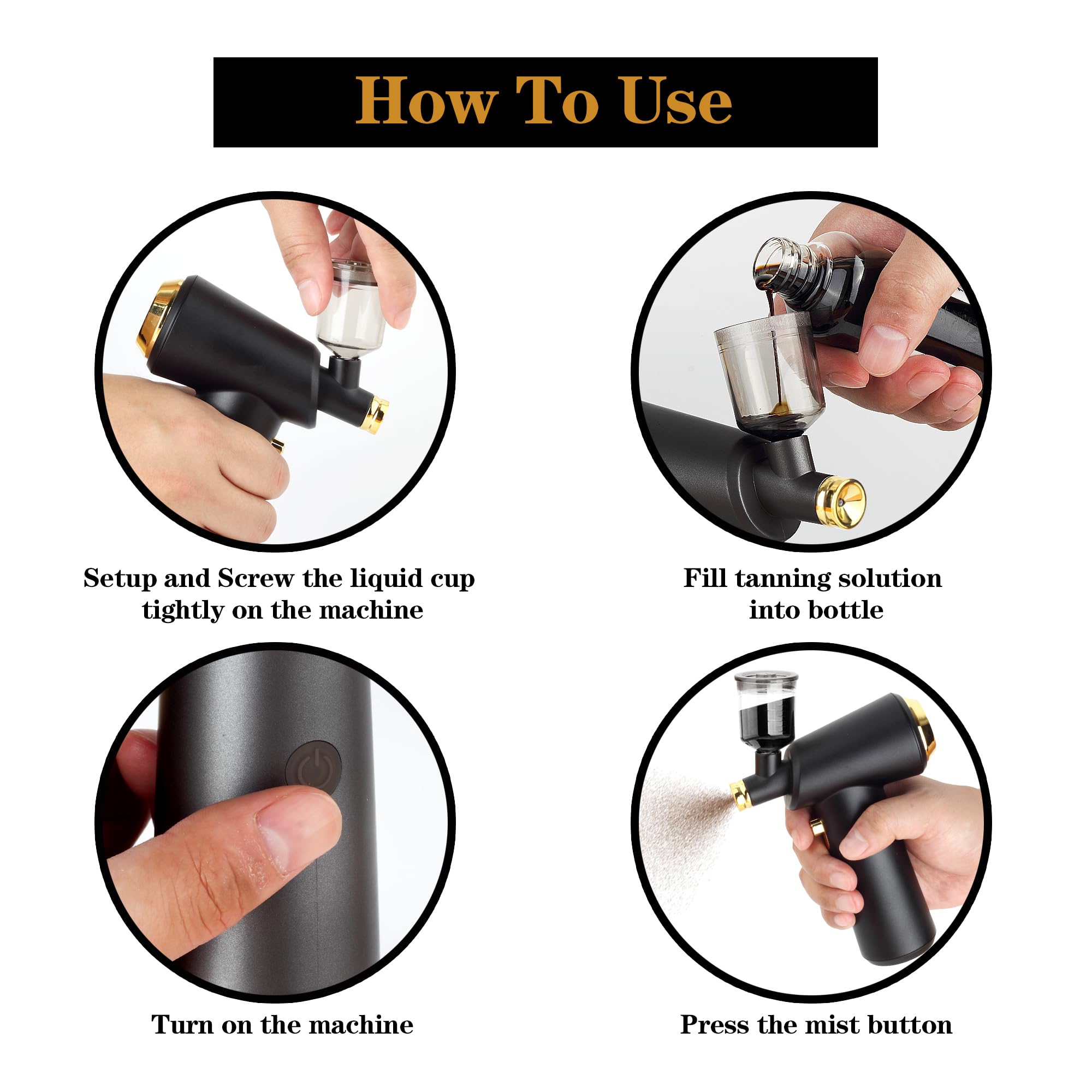 Rechargeable Cordless Spray Tan Machine - Portable Tanning Gun with Adjustable Settings for Even & Hydrating Bronze Glow | Perfect for Home, Travel, Salon & Spa Self-Tanning | Great for Bridal, Vacation Prep & Special Events