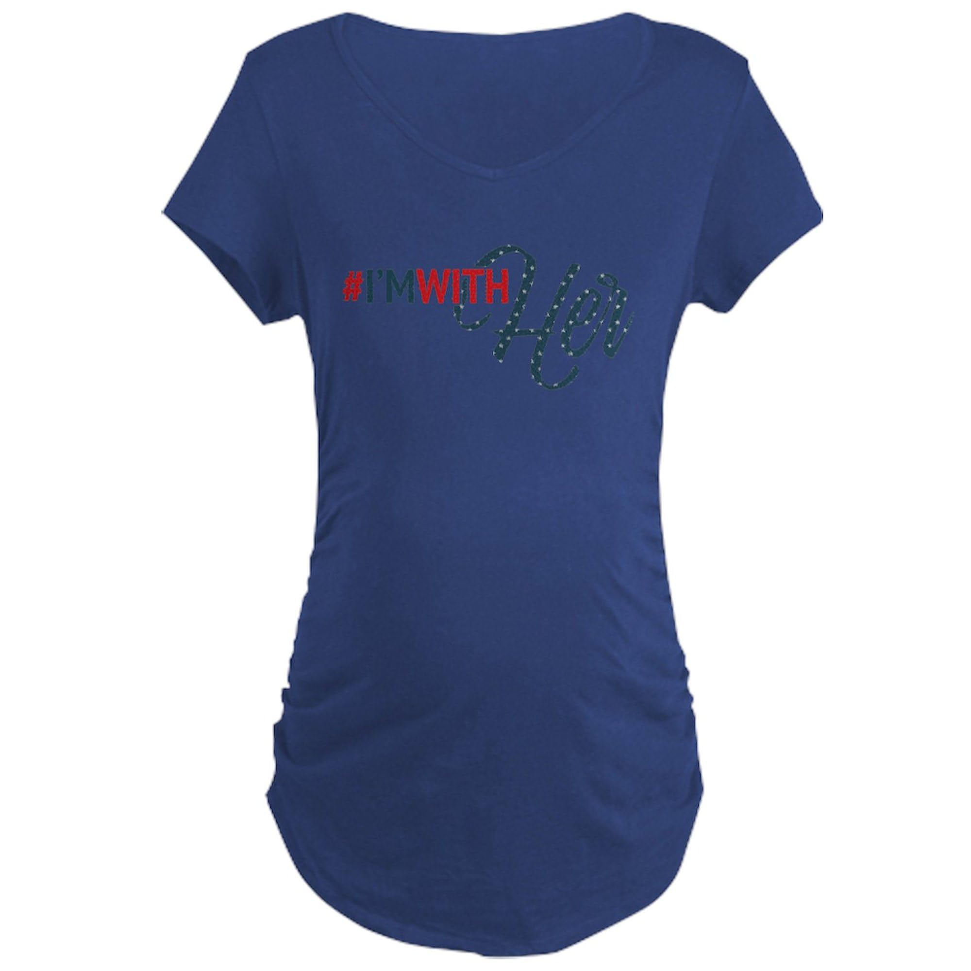 Hillary Clinton 'I'm With Her' Maternity T-Shirt for Women - Ruched Side Design, Comfortable & Stylish Pregnancy Tee - Perfect for Maternity Photos, Political Events & Casual Wear
