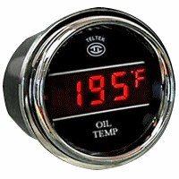 Kenworth 2005 & Older Oil Temperature Gauge - Chrome Bezel with Red LED Display - Heavy Duty Truck Engine Monitoring for Long Haul & Fleet Maintenance