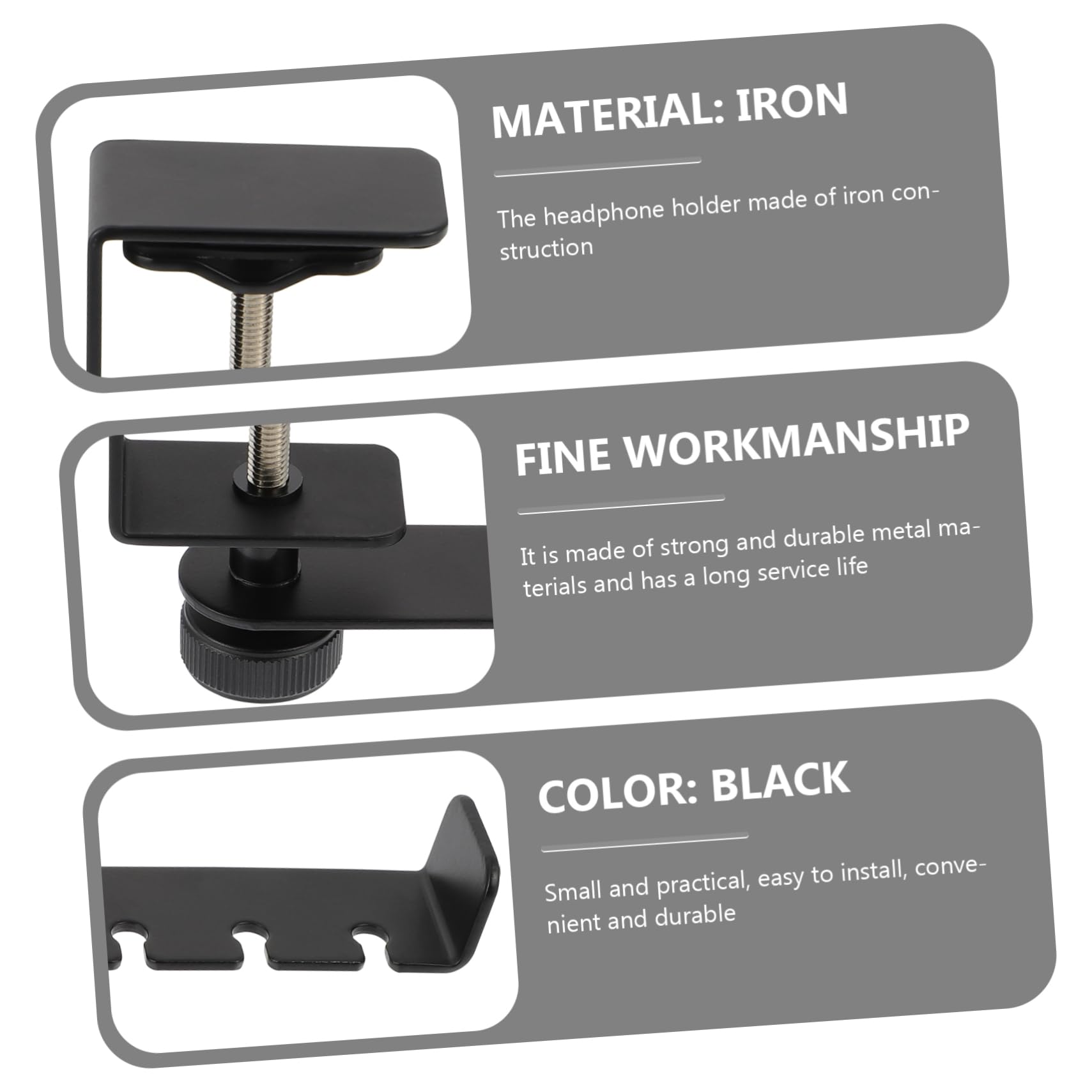 Garneck 2-Pack Metal Headphone Stand Holder - Adjustable Headphone Hook & Hanger for Desk, Computer, Gaming Setup - Perfect for Office, Home, or Studio Organization