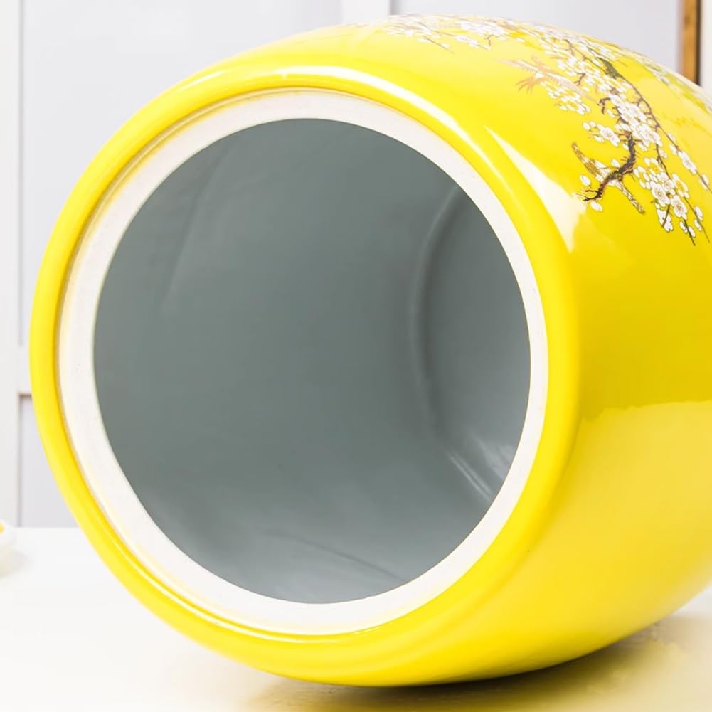 10KG Ceramic Rice Storage Container with Lid - Large Airtight Food Storage Bin for Rice, Flour & Pet Food (Yellow) - Perfect for Kitchen Pantry & Bulk Food Organization