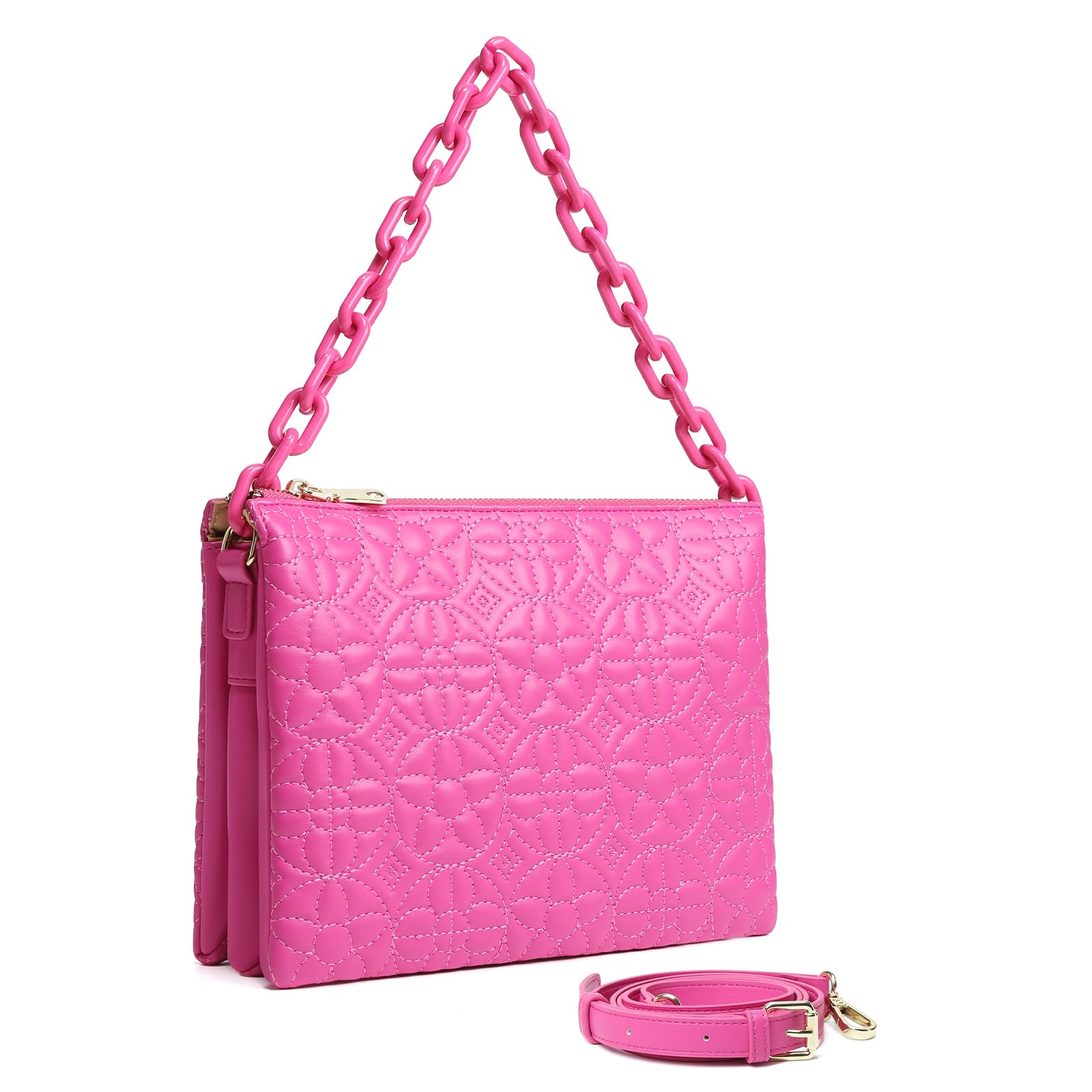 ER.Roulour Quilted Crossbody Bag for Women - Fashionable Designer Chain PU Leather Triple Gusset Shoulder Handbag Purse | Perfect for Work, Travel & Everyday Use