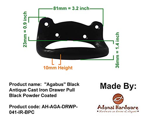 Agabus Antique Cast Iron Drawer Pulls - Black Powder Coated for Vintage Cabinets & Furniture