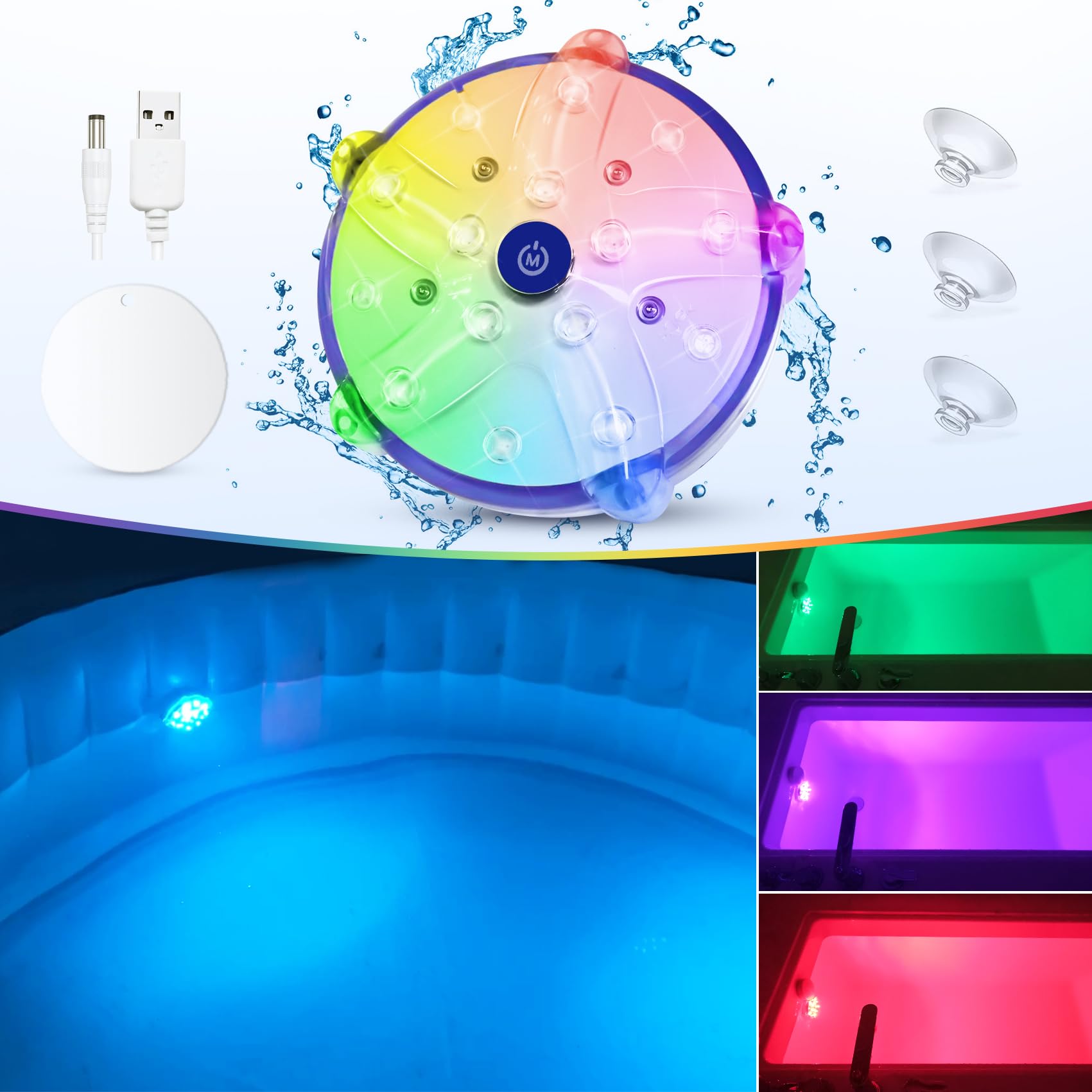 DeeprBetter Rechargeable Floating Pool Lights - Waterproof Color Changing LED Submersible Lights for Inground/Above Ground Pools, Hot Tubs & Spas - Perfect for Night Swimming, Backyard Parties & Relaxing Baths