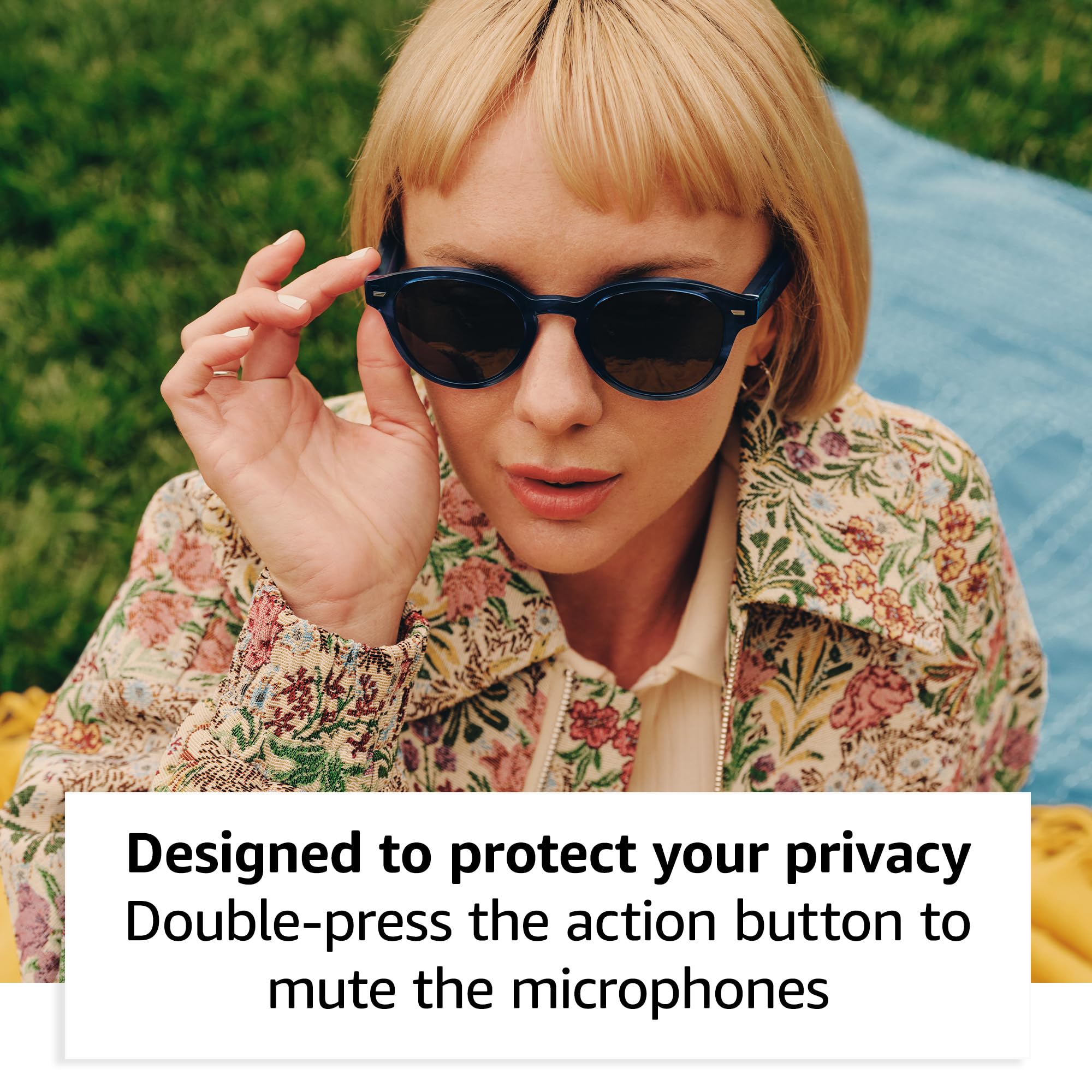 Amazon Echo Frames (2nd Gen) - Smart Glasses with Alexa Built-in, Blue Tortoise Round Frame with Polarized Sunglass Lenses - Hands-Free Calls, Music & Smart Home Control for Workouts, Driving & Outdoor Activities