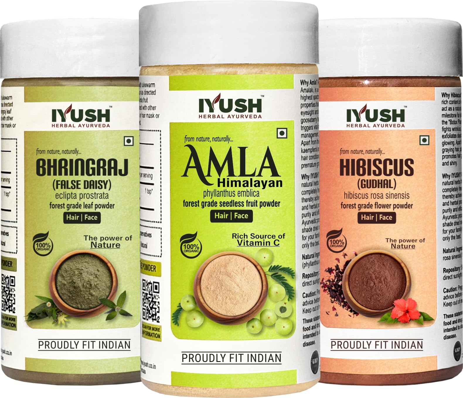 IYUSH Ayurvedic Amla Bhringraj Hibiscus Powder for Hair Growth & Skin Care – 300g | Natural Hair Mask for Dry Frizzy Hair | Hair Volume Booster | Herbal Treatment for Strong Shiny Hair | Perfect for DIY Hair Masks & Scalp Treatments