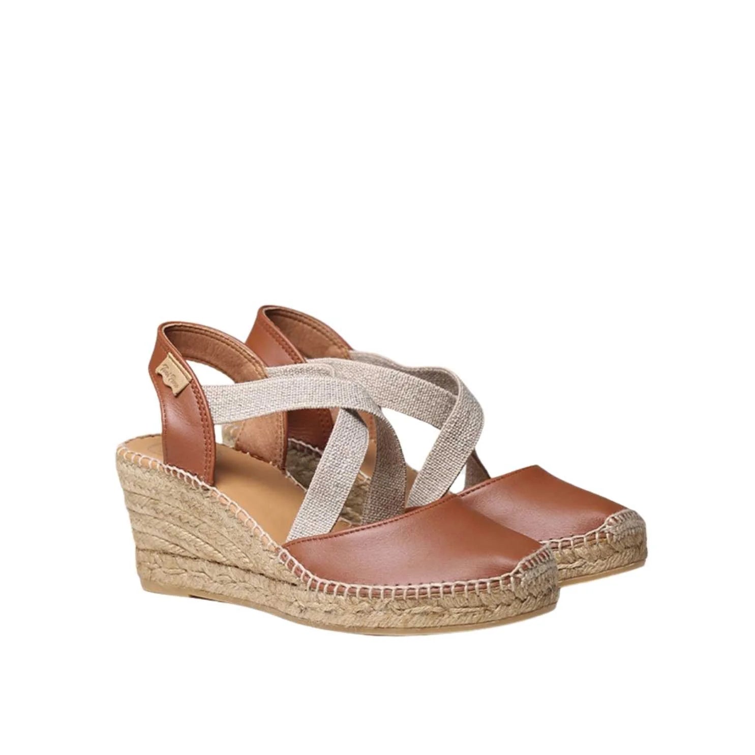 Women's Plain Leather Wedge Espadrilles - Comfortable Summer Sandals for Casual Outings & Beach Vacations | Saba P