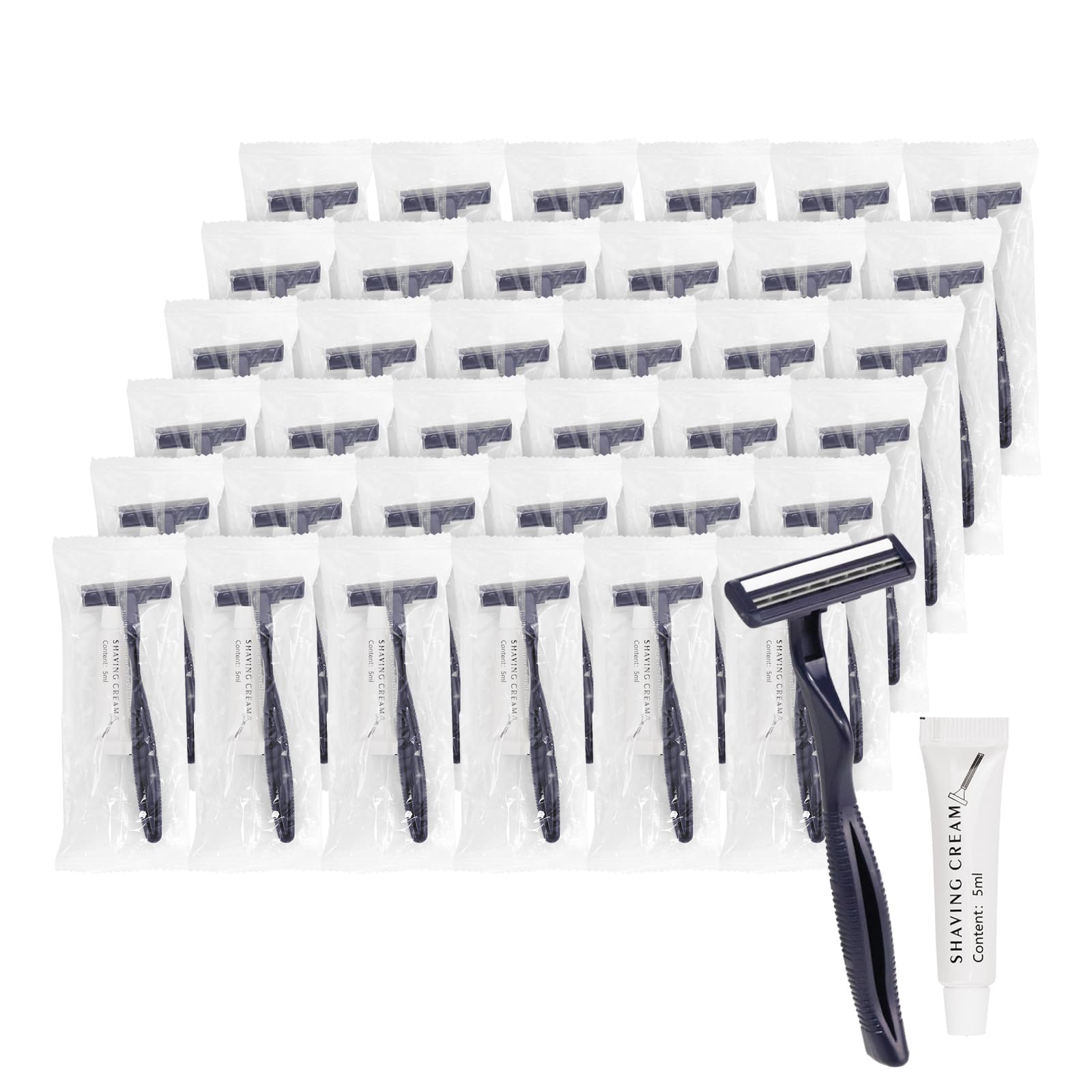 Bulk Disposable Razors with Blade Caps - 100 Pack Individually Wrapped Razors with Shaving Cream | Ideal for Hotels, Shelters, Nursing Homes & Charity Donations | Smooth Shaving for Travel & Personal Care