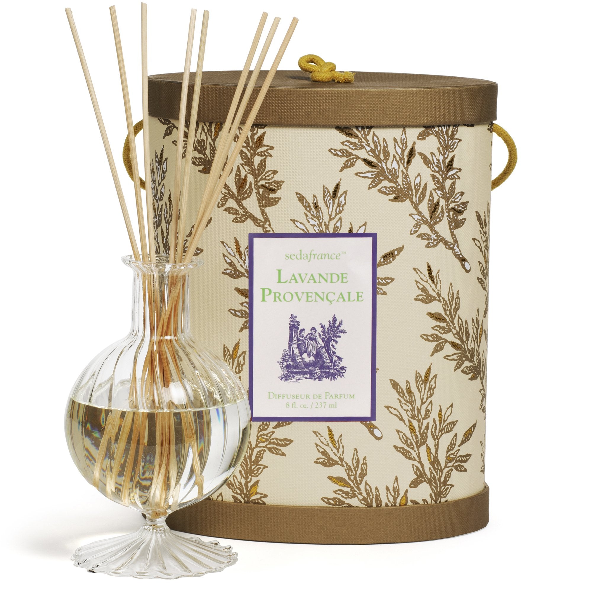 Seda France Lavender Provencal Classic Reed Diffuser Set - Home Fragrance Oil Aromatherapy for Living Room, Bedroom & Bathroom Decor