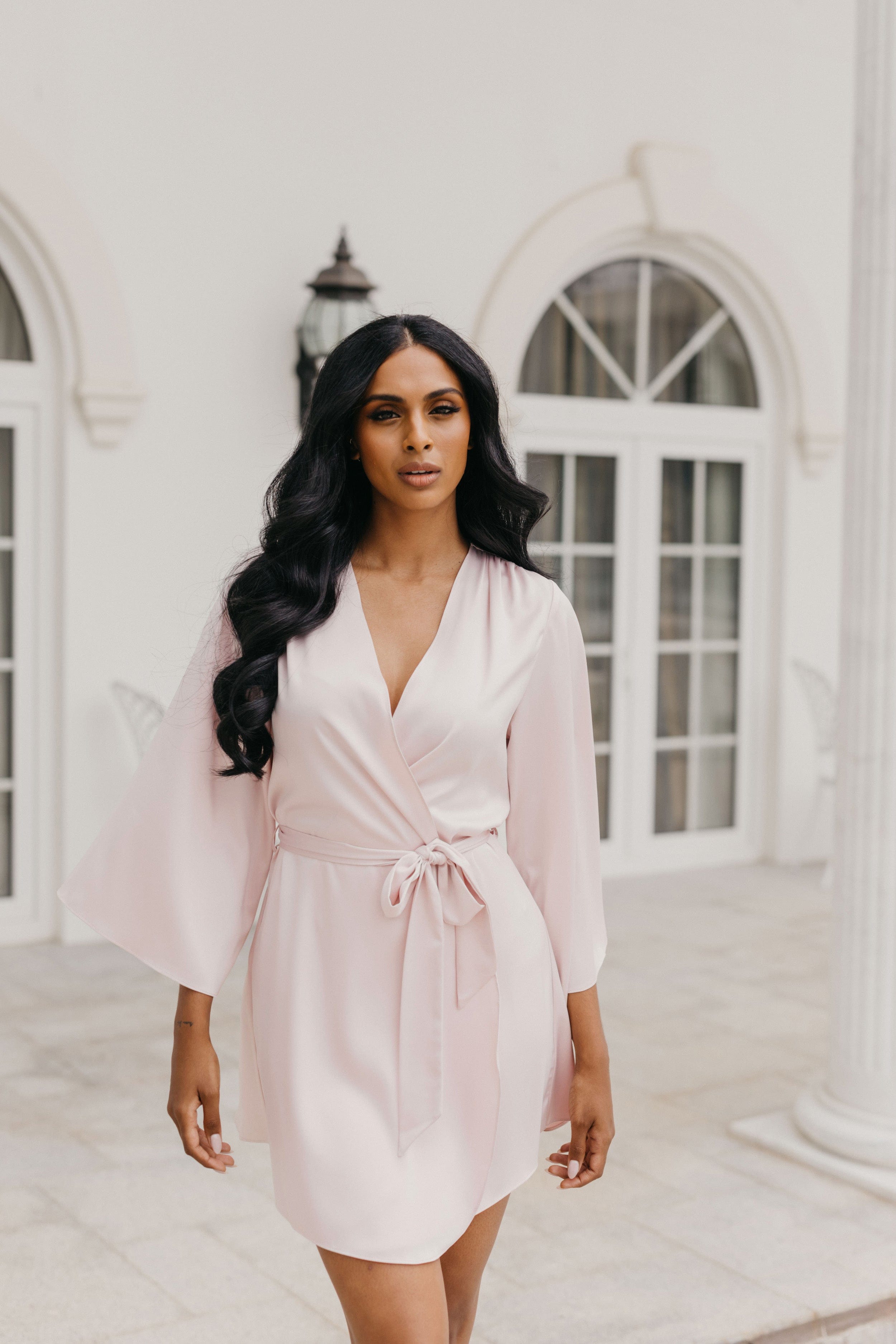Willow Petal Hem Satin Trim Robe - Women's Elegant Lace Trimmed Bathrobe for Spa, Bridal & Luxury Loungewear