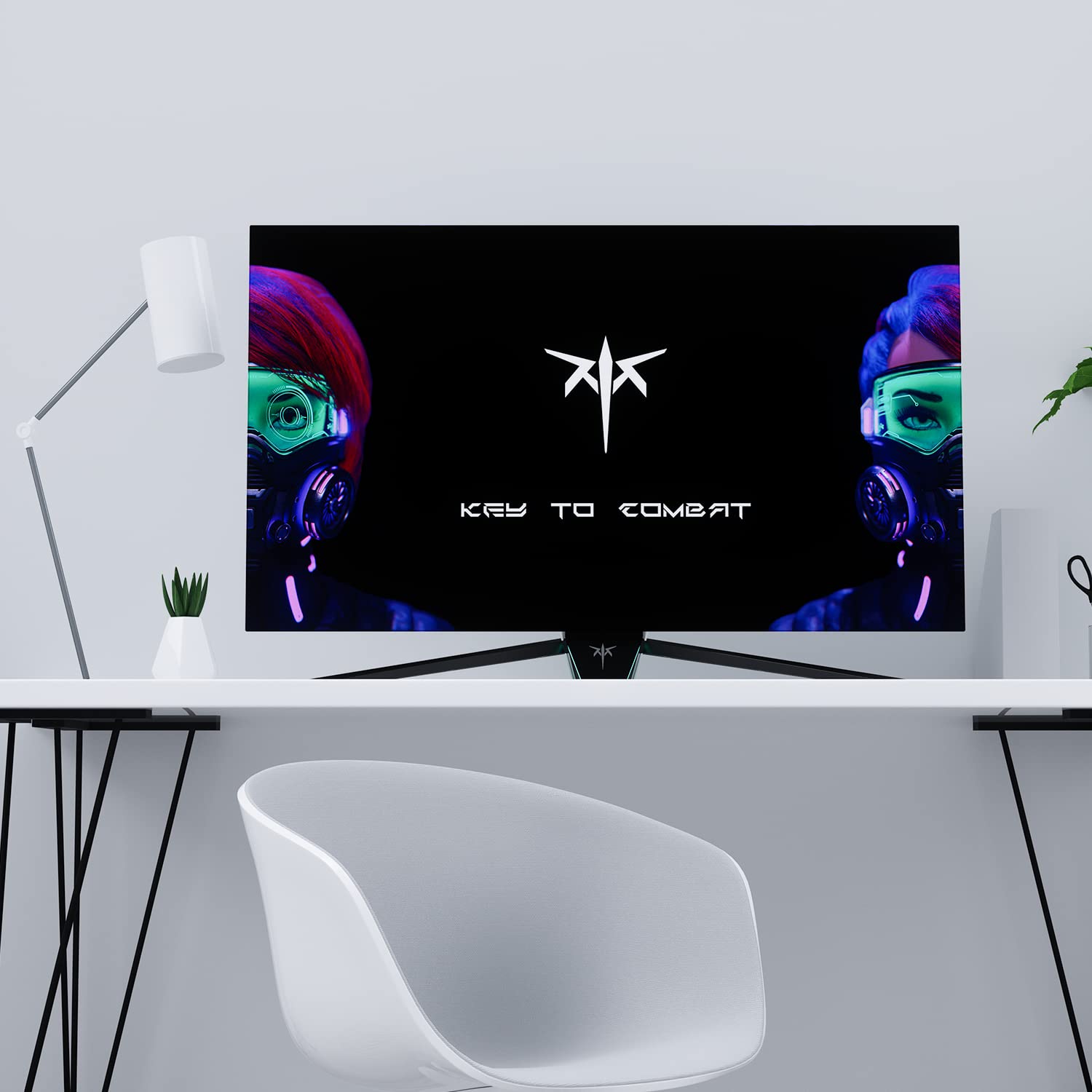 Ergonomic White Computer Monitor Stand with RGB Lighting - Adjustable Tilt (-5° to +20°), 100×100mm VESA Mount Compatible for Gaming & Office Monitors - Perfect for OLED Screens, Workstations & Home Desks