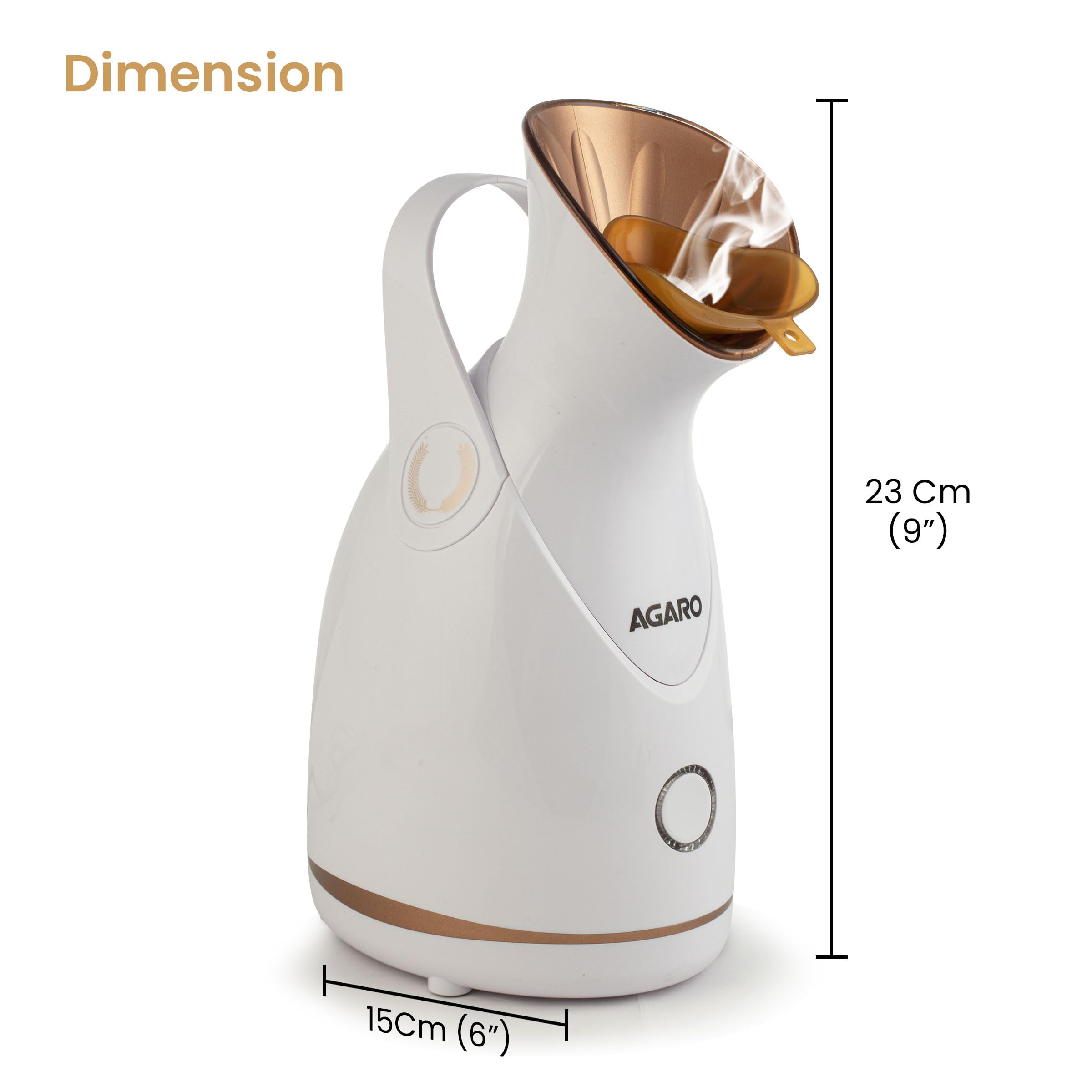 Agaro Nano Ionic Facial Steamer with 100ml Water Tank - Hot Mist Moisturizer for Skin Pores & Spa Treatment | Home Sauna for Adults & Kids | Rose Gold (FS2117) | Perfect for Daily Skincare & Relaxation Therapy