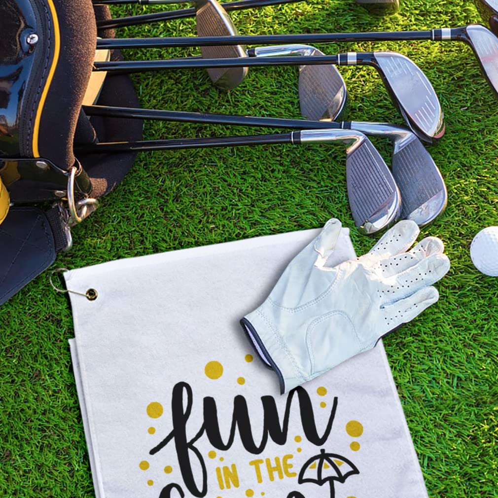 Stylish Printed Golf Towel - Sun Leaf Strawberry Design, Soft Cotton Beach Bag Accessories for Golf, Pool & Outdoor Activities